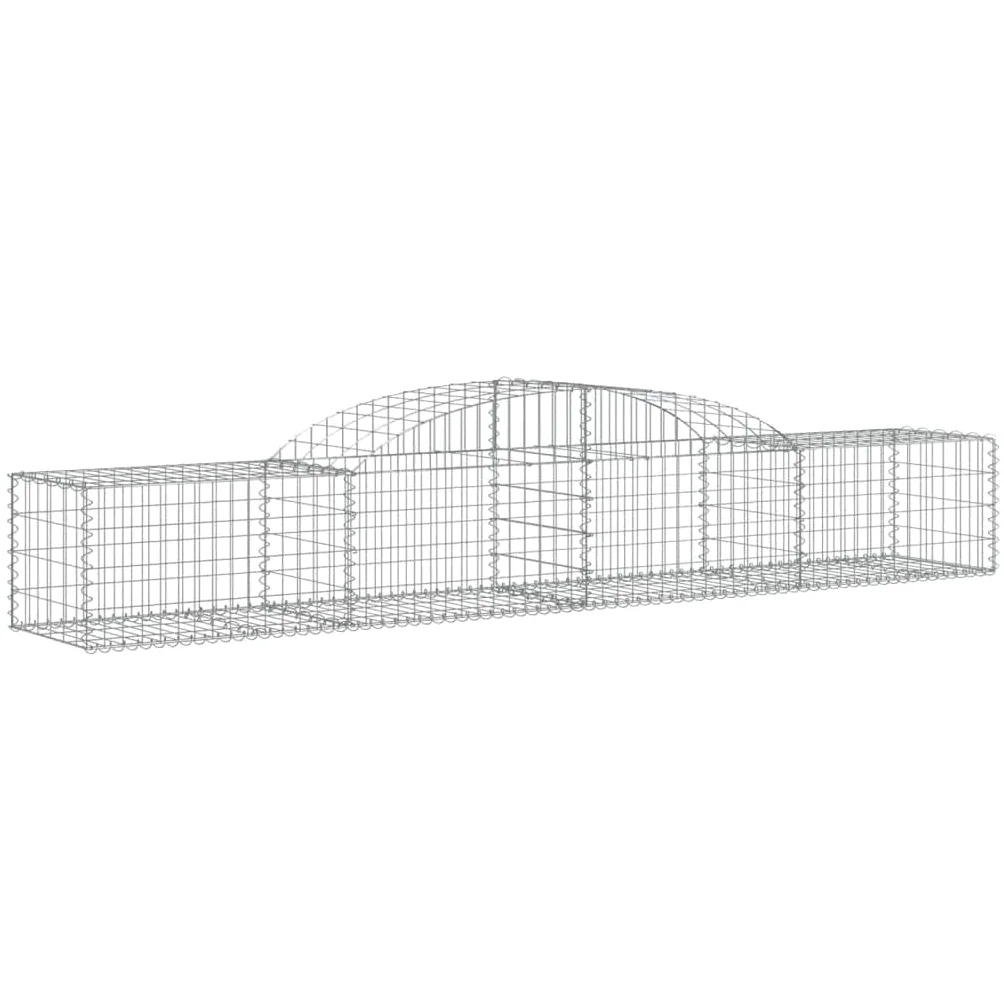 Gaviones con arco alto, 12 unidades, 300 x 50 x 40/60 cm, hierro galvanizado, para barreras de jardín y protección visual, como pared decorativa de gaviones insonorizada de alambre robusto