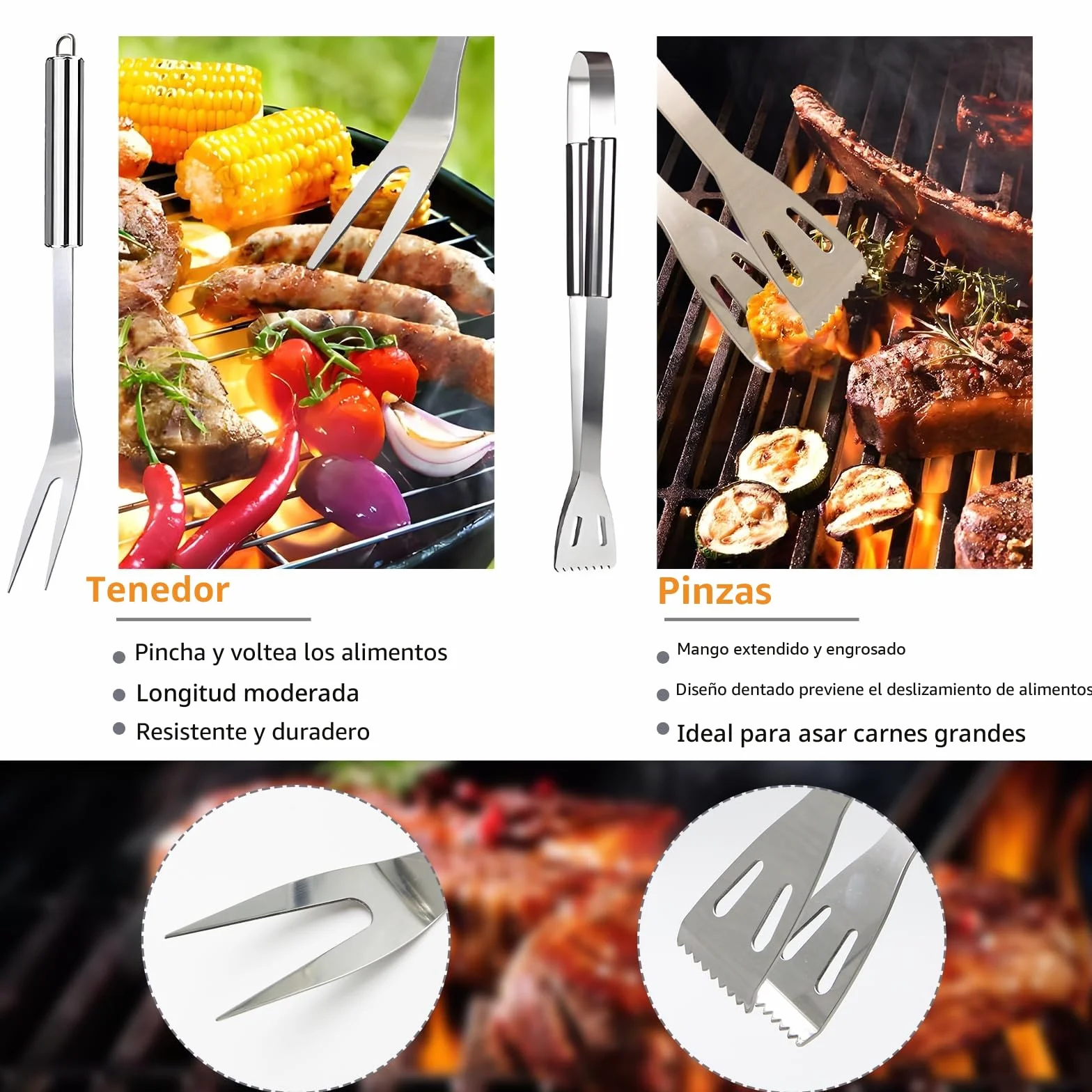 JUAUO 11Pcs Juego de Utensilios Barbacoa de Acero Inoxidable Profesionales Accesorios Barbacoas - Kit Barbacoa Prácticas con Bolsa Portatil - Herramientas Parrilla BBQ para Camping Picnic Exterior