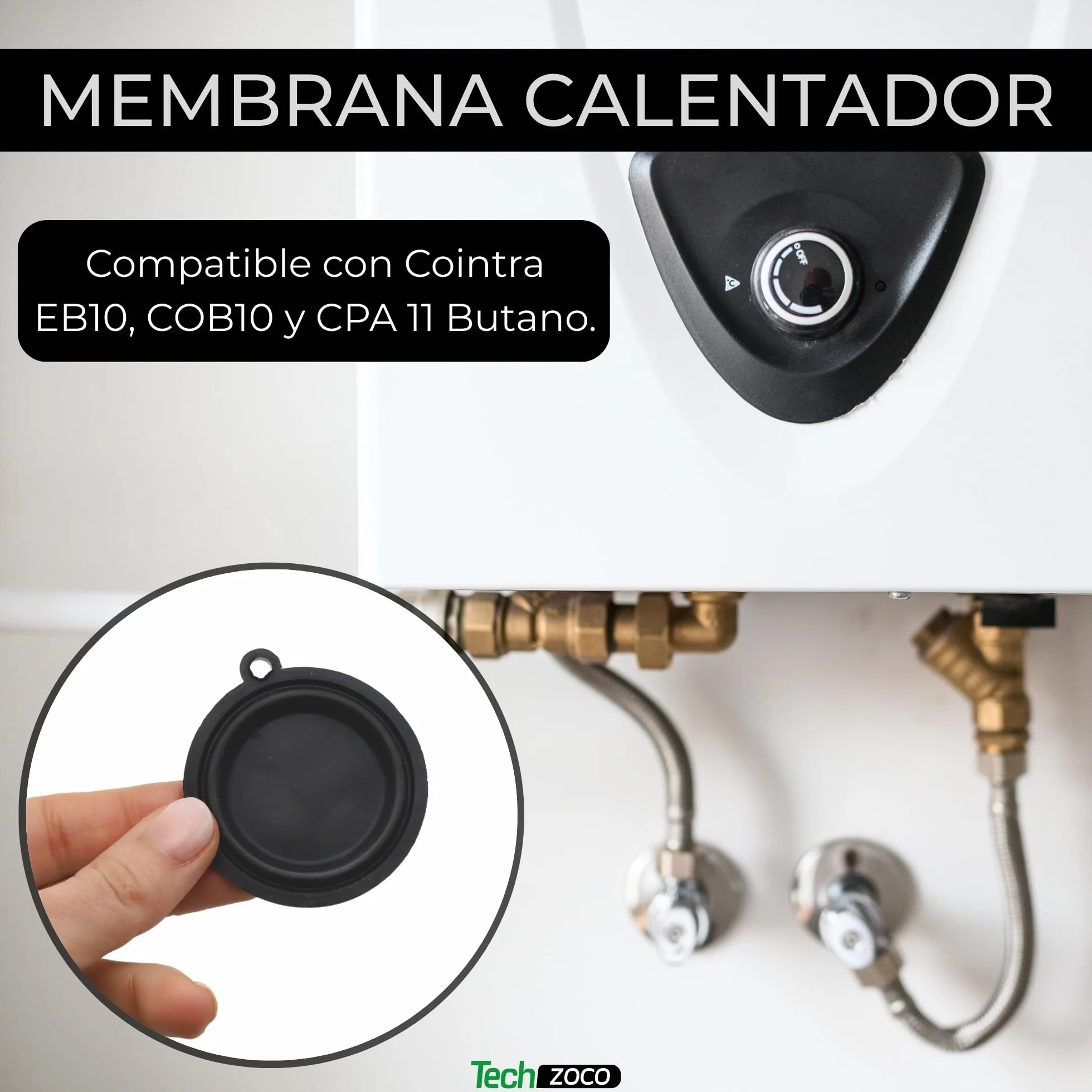 CHEFZOCO Membrana Calentador de Agua, Membrana Calentador de Gas, Código original: 398C0220, Diámetro 54 mm, 1 Agujero, Compatible con Cointra EB10, COB10, CPA 11 BUTANO