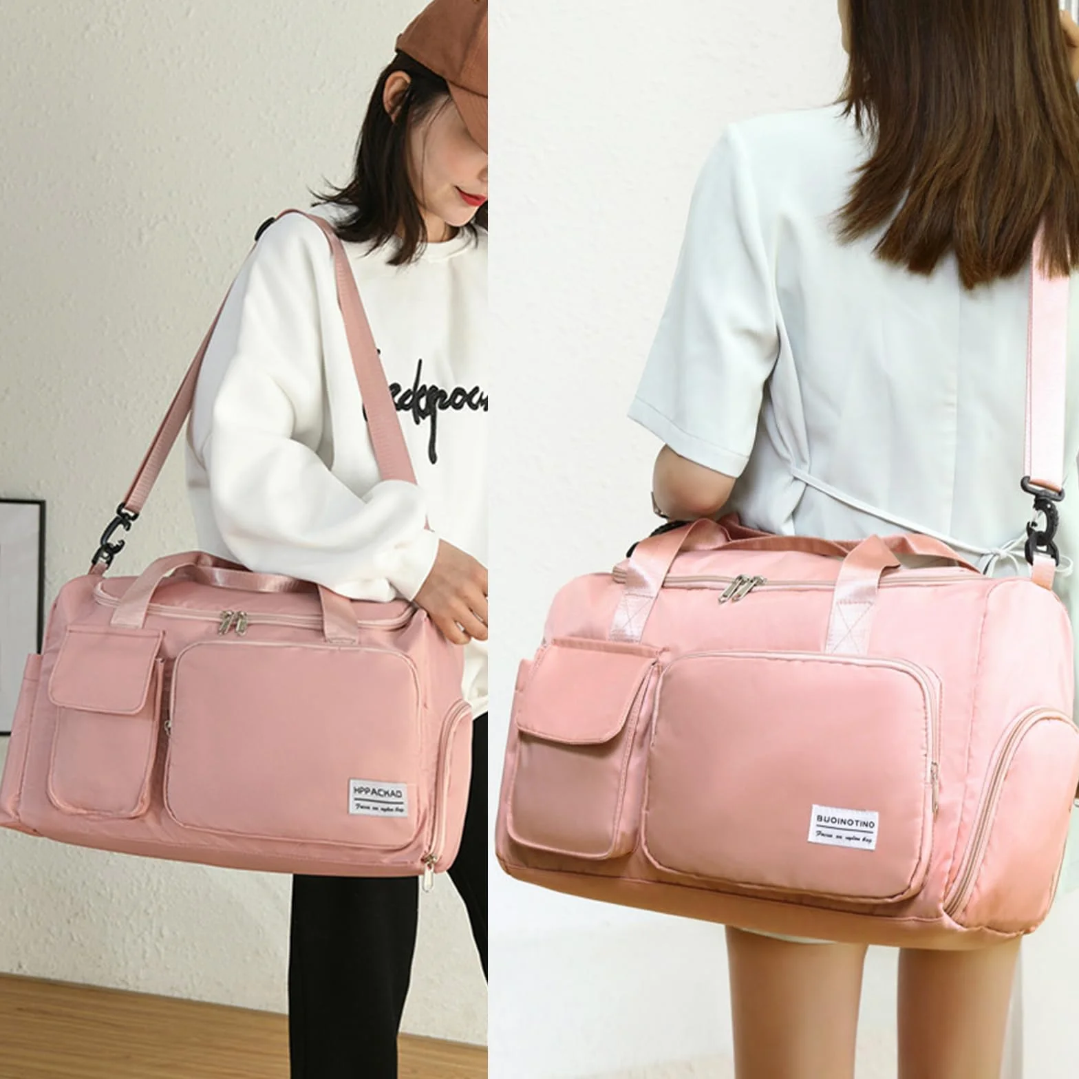 Bolsa de Viaje Plegable Mujer Gran Capacidad Gimnasio con Compartimento Zapatos y Bolsillo Húmedo