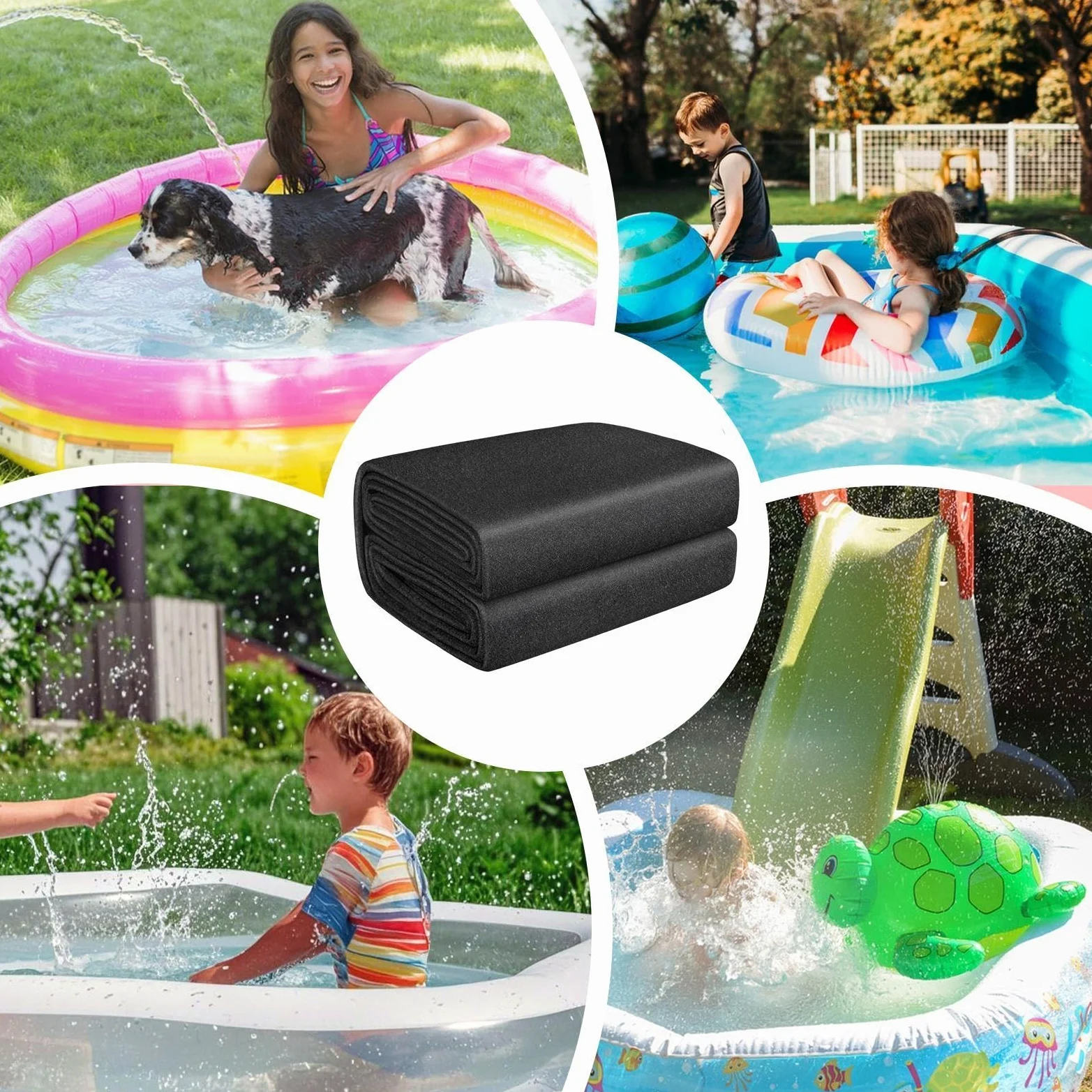 Alfombrilla Protectora para el Suelo de la Piscina,Alfombrilla Base para Suelo | Acolchado para Debajo de la Piscina,para Cemento Hormigón Césped Exterior Camping Verano Patio Trasero y Tarima