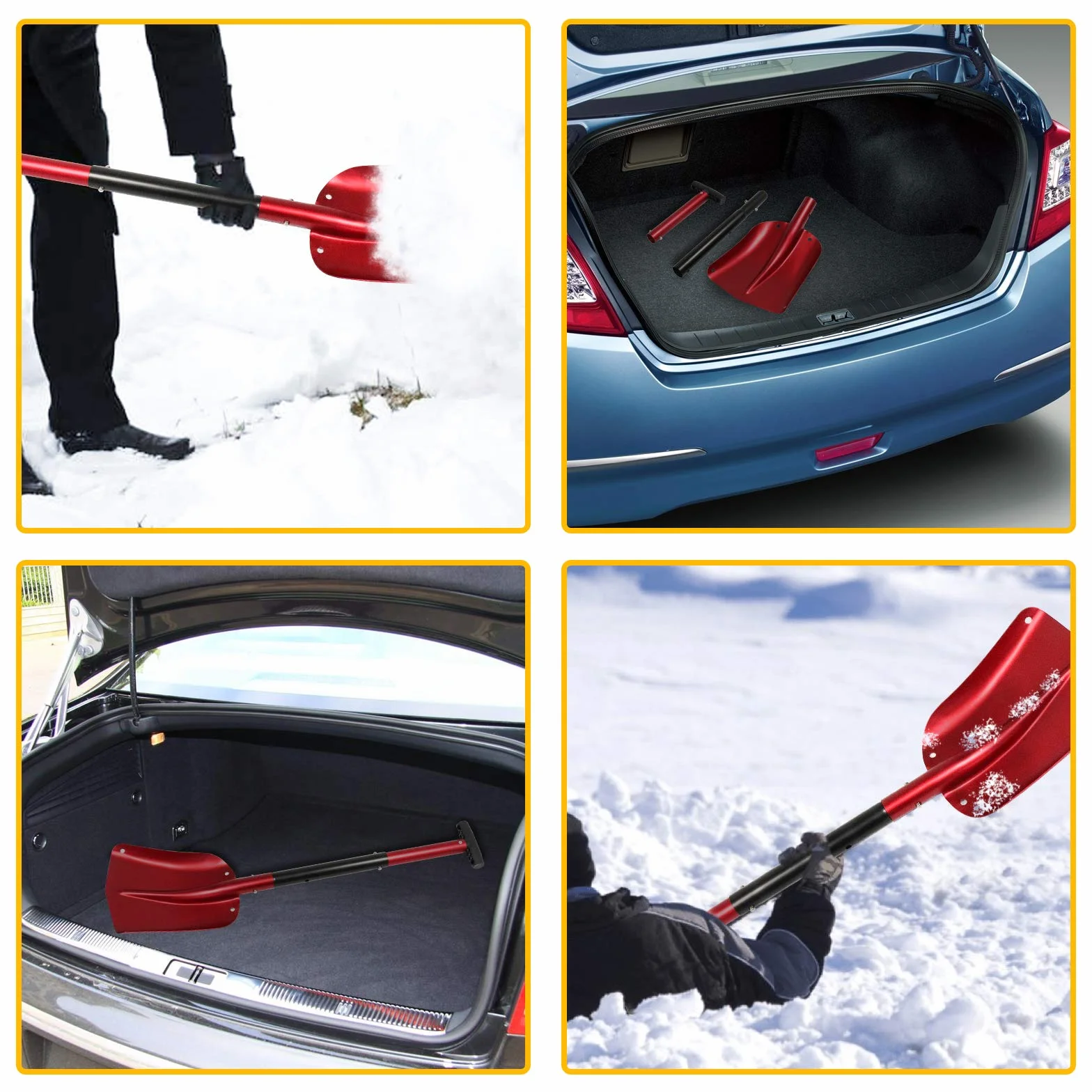 Pala de Nieve Desmontable Plegable Pala Quitanieves de Aleación de Aluminio Pala de Avalancha Bolsa de Transporte Pala de Nieve Portátil para Jardín Coche V7C08