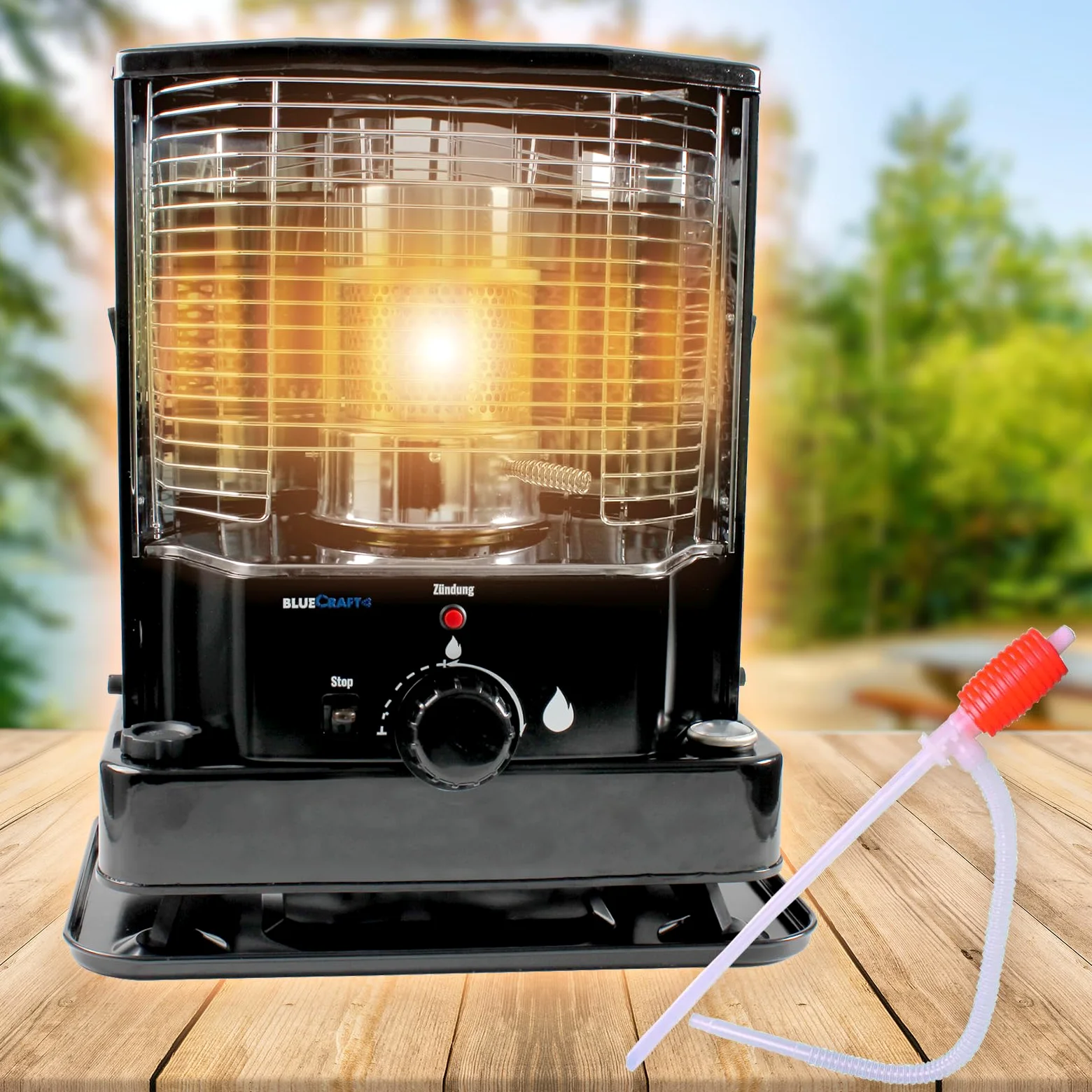 BlueCraft Calefacción de estufa de petróleo ZT-85, incluye bomba de mano, horno de mecha | Calefacción de camping | Calefacción de emergencia sin electricidad