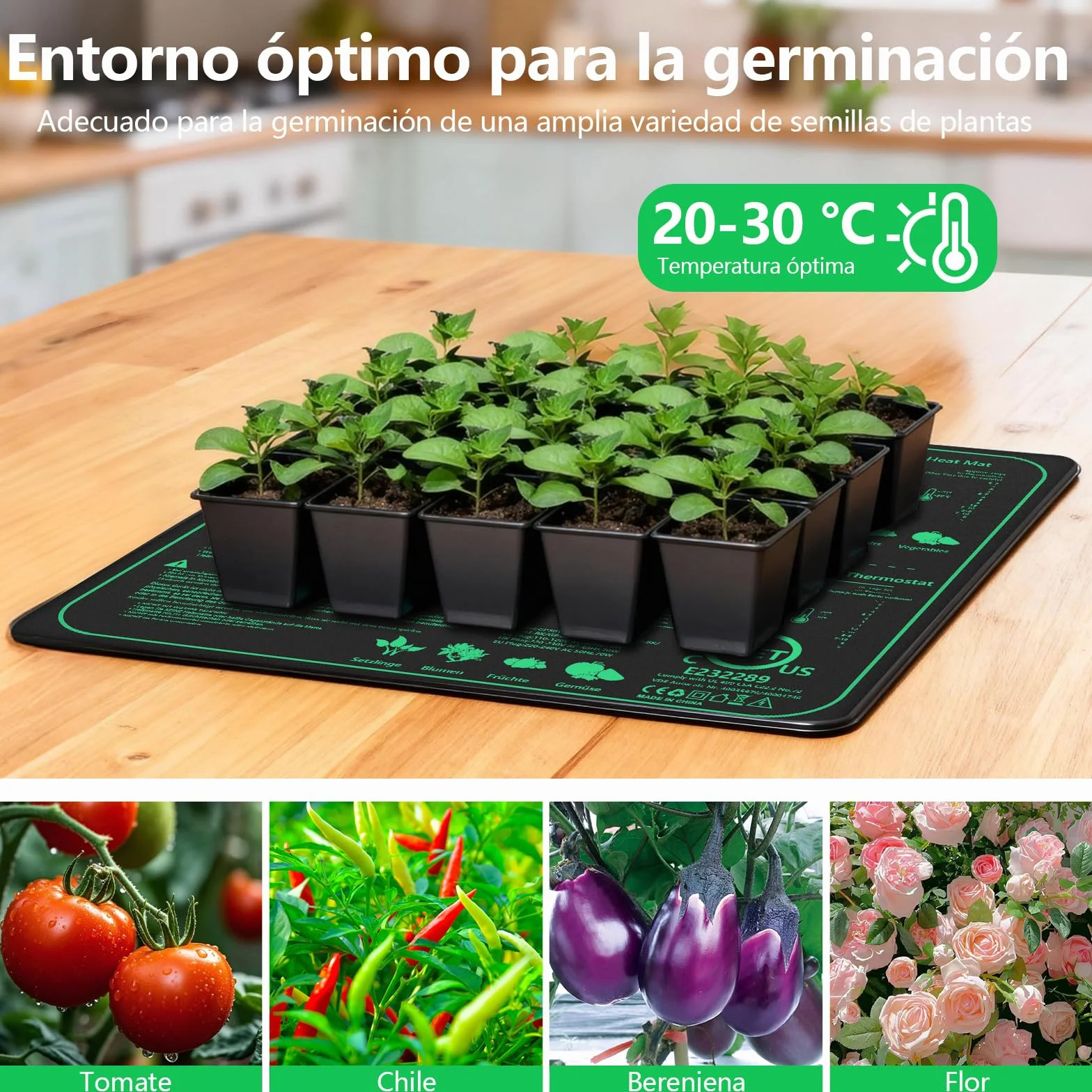 Estera Calefactora para Plantas con Termostato, 52 * 50cm Estera TéRmica para PláNtulas, 70W Almohadilla térmica para Plantas de Interior para Germinación, IP67 Impermeable