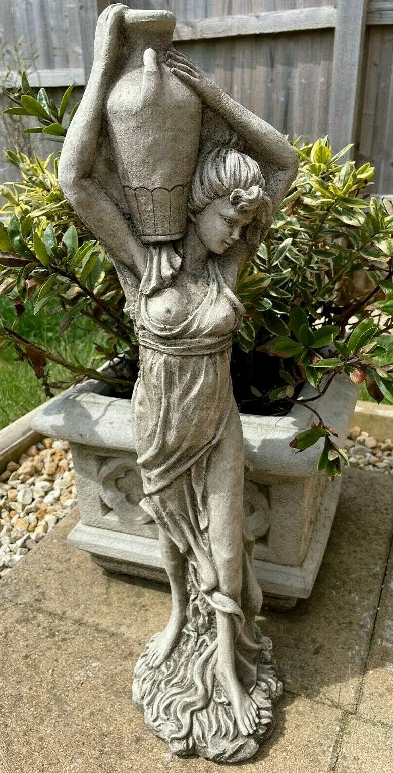 Estatua de jardín de piedra con jarra de vino, escultura clásica para exteriores