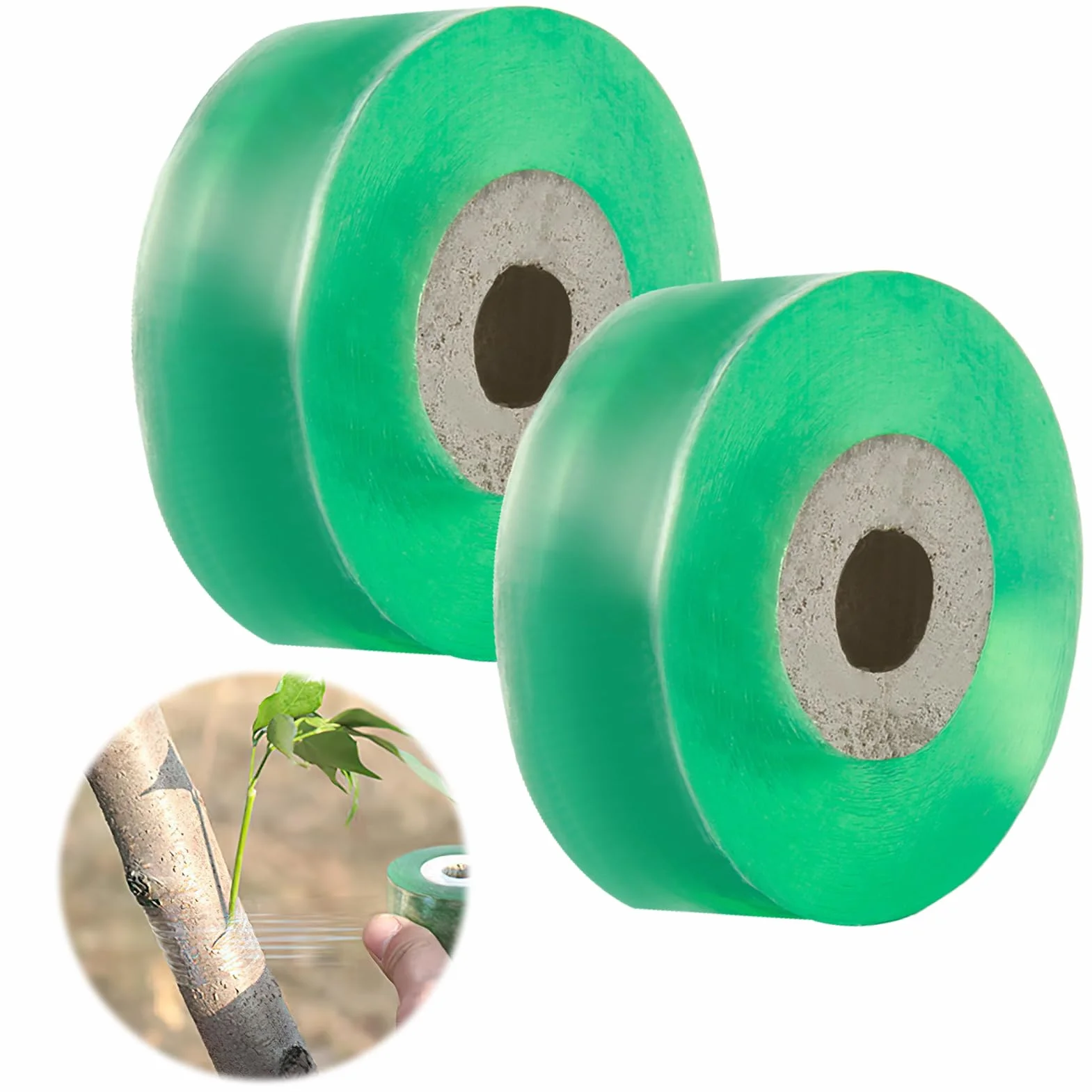 2 Piezas Cinta de Injerto Banda de Injertación 2cm Cinta de Reparación de Plantas Transparente Biodegradable Autoadhesiva Film Injerto Elástica Árbol para Injertar y Reparar Árboles Frutales Verde