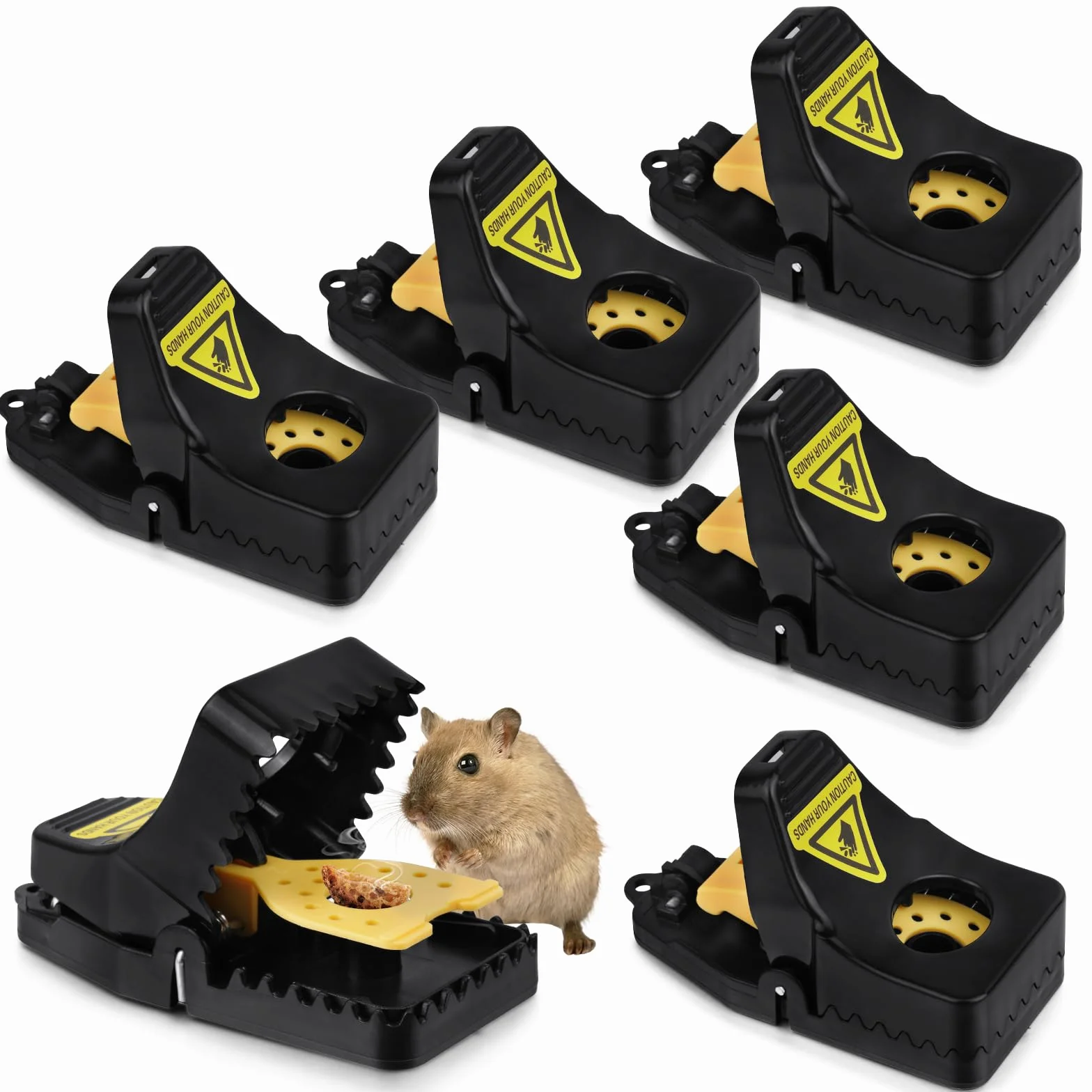 Flintronic Rat Trap, 6 PCS Trampas para Ratones, Juego de Trampa para Ratones con Cebo, Trampas para Rata,Trampa Reutilizable para Ratón, para del Hogar/Ático/Garaje/Interiores y Exteriores