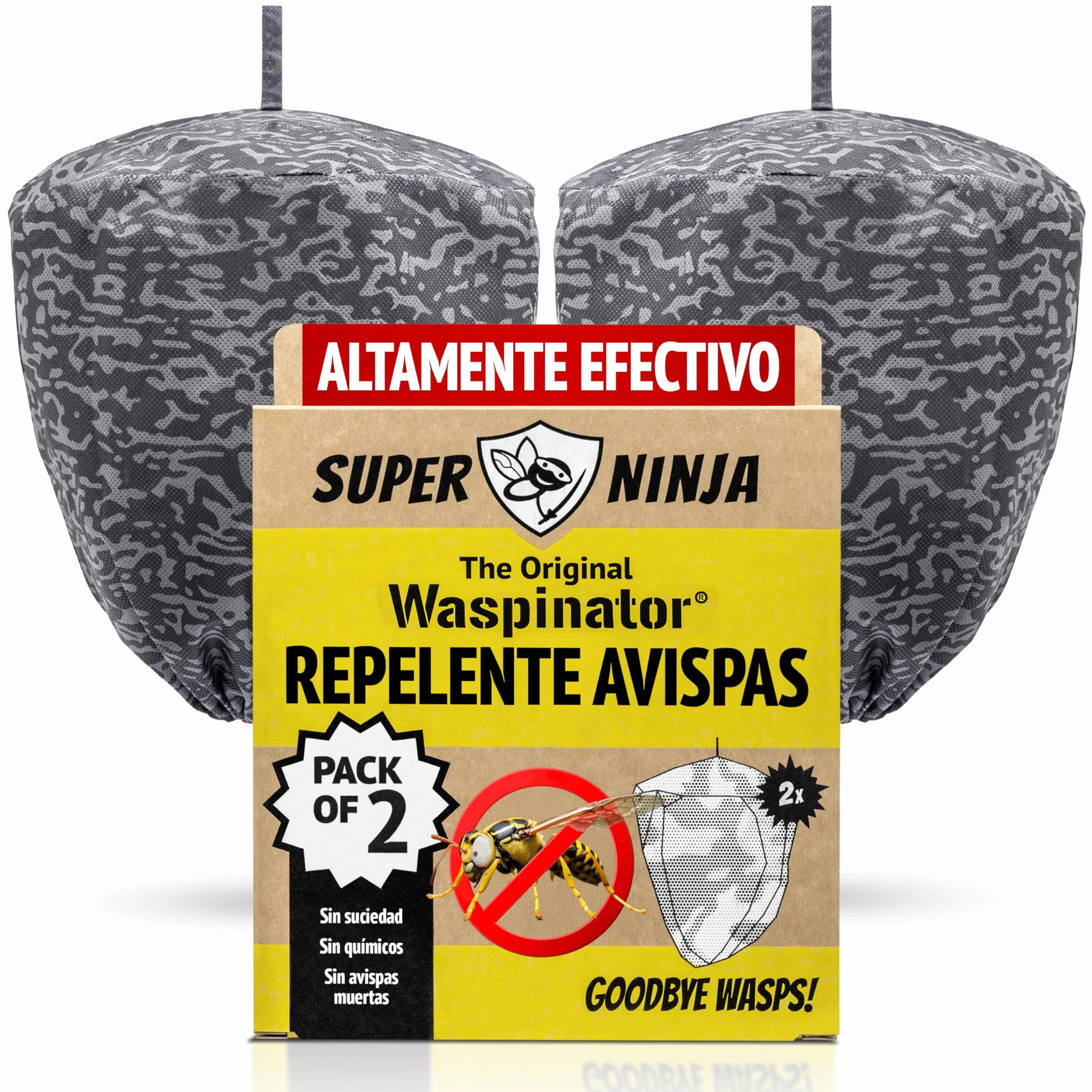 Waspinator Ahuyentador de Avispas - 2 Pack, Repelente Natural para Colgar en Jardín y Patio, Señuelo de Nido Impermeable y Resistente a Todo Clima, Repelente Natural de Avispones