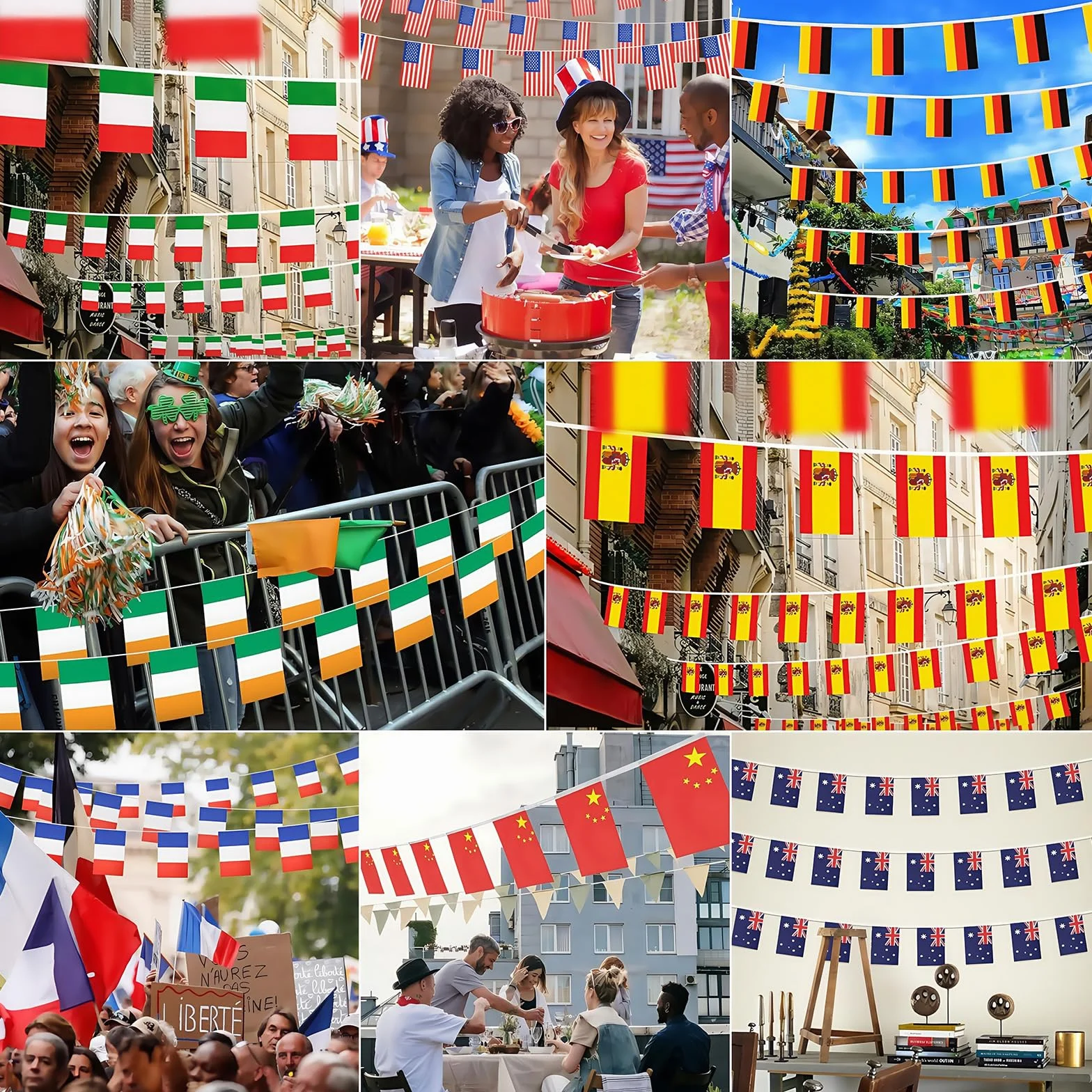 10m Guirnalda Bandera de Portugal,30 Doble Cara Pequeña Personalizada Banderas,para Decoración Patio,Balcón,Jardin,Barra,para Juegos de Fútbol,Eventos Deportivos,Día Nacional,Fiesta de Portugal