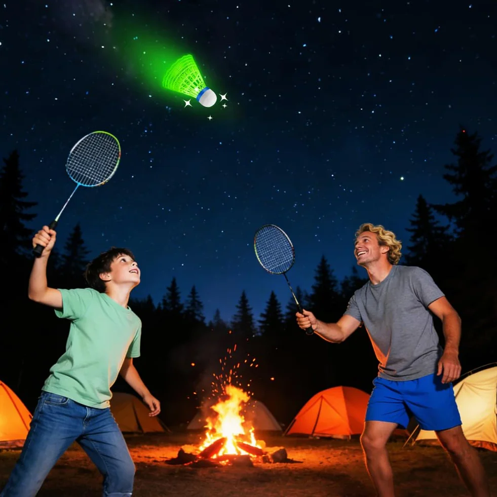 Bádminton LED Volantes Luminosos Nailon 8 Pack Verde Niños Adultos