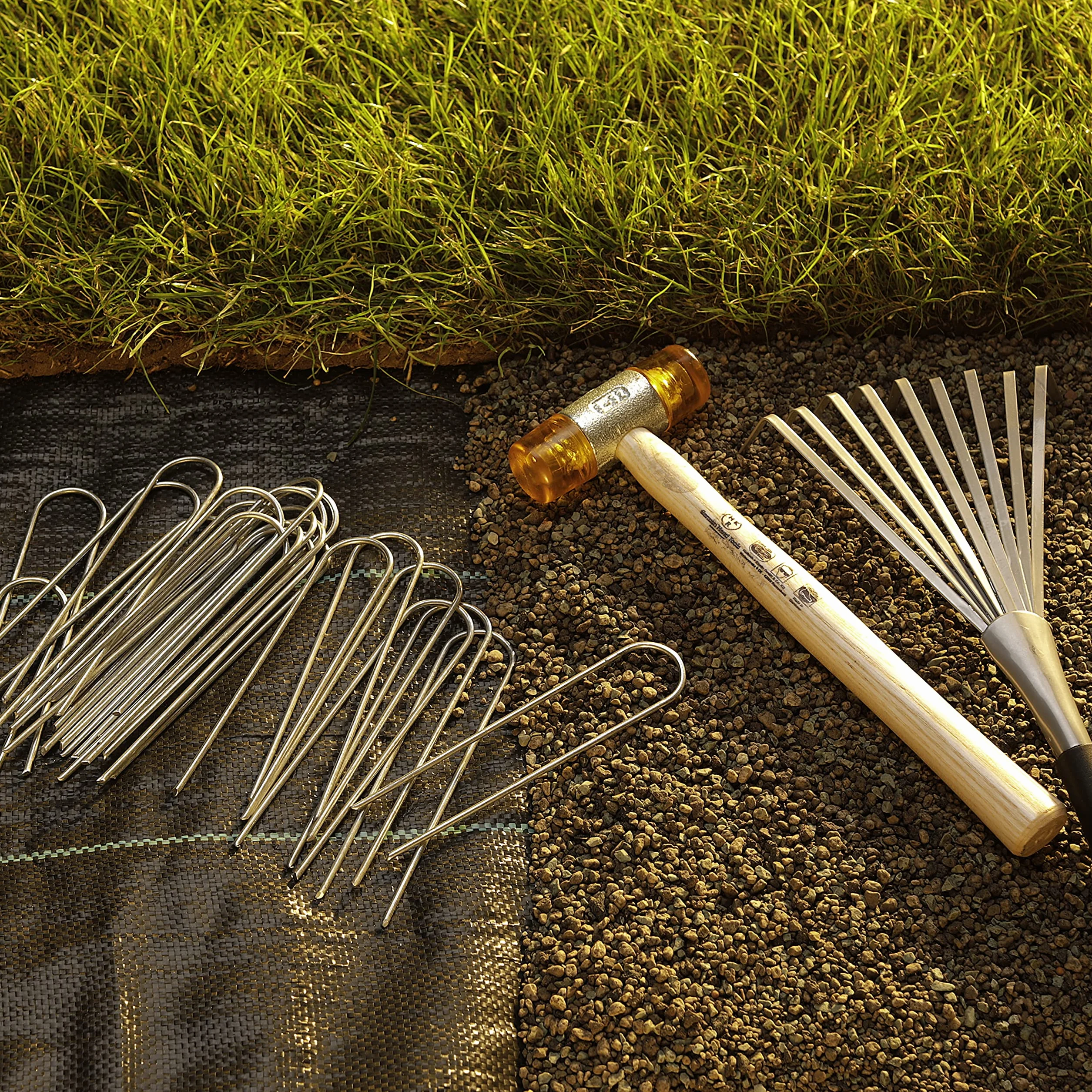 GardenMate 100 Grapas de sujeción GALVANIZADAS 150 mm largo 25 mm ancho de alambre de acero 2,9 mm