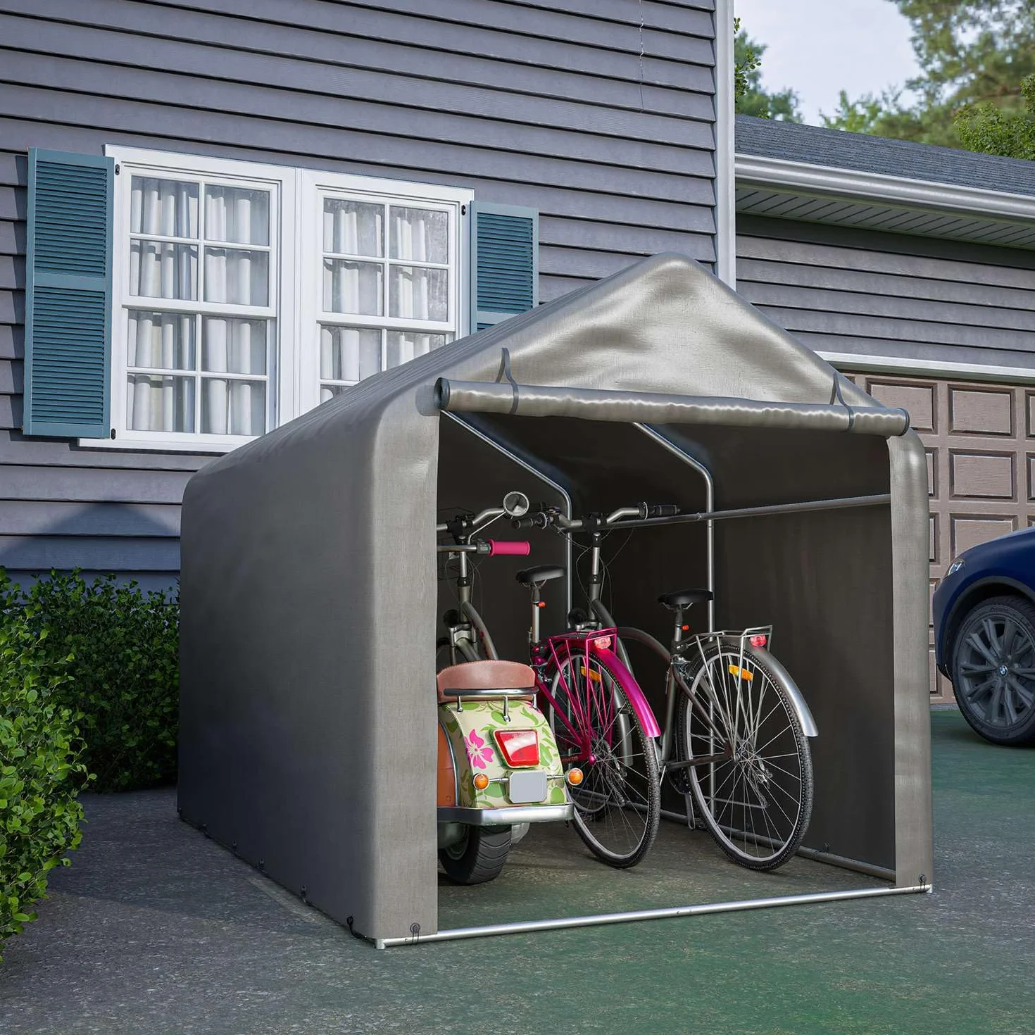 BIRCHTREE Tienda de campaña impermeable y anti-UV para bicicleta, motocicleta, cobertizo o refugio al aire libre, 2,2 m x 1,6 m