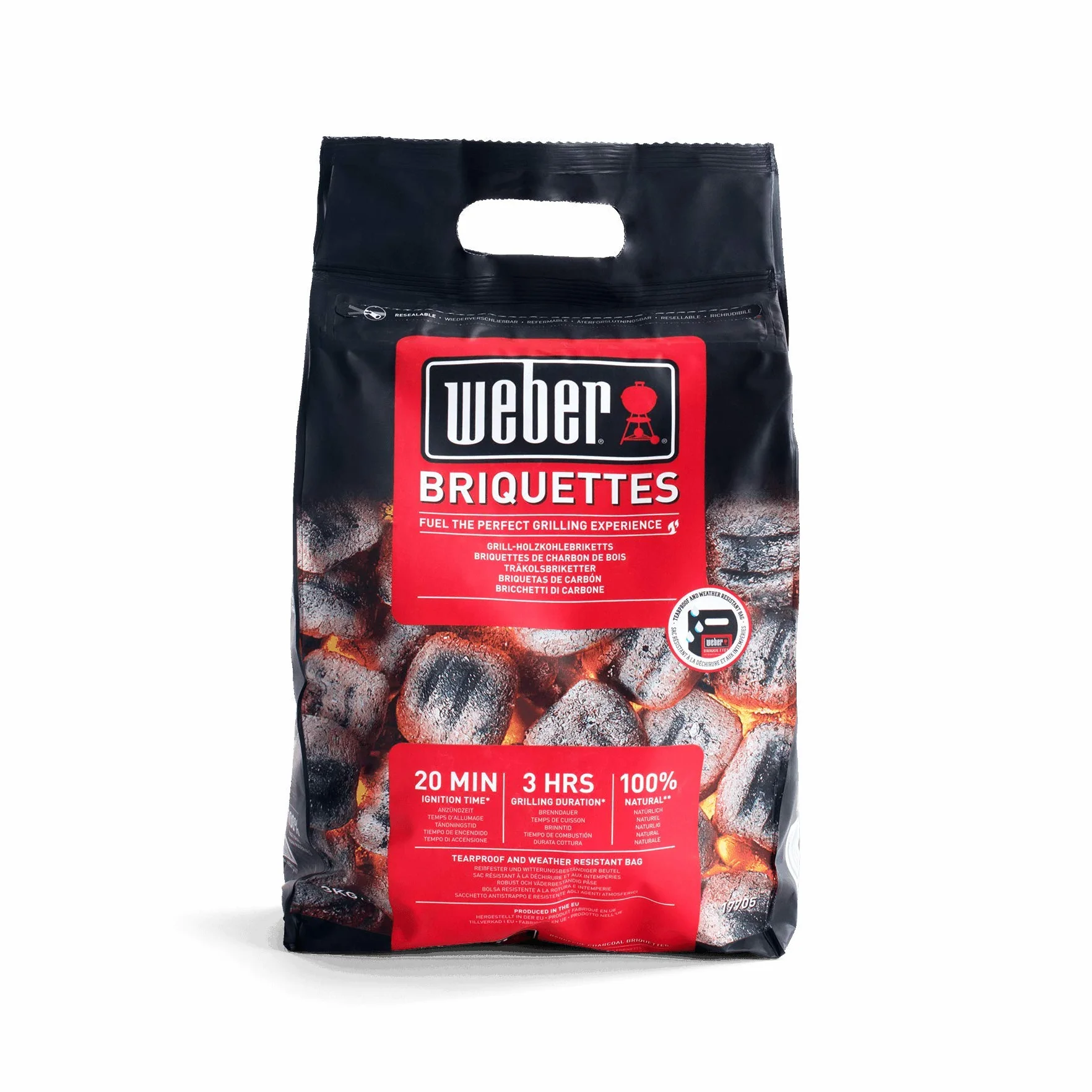 Weber 17631 - Set Chimenea 2 kg de Briquetas + 6 Pastillas de Encendido Blancas, Acero Inoxidable