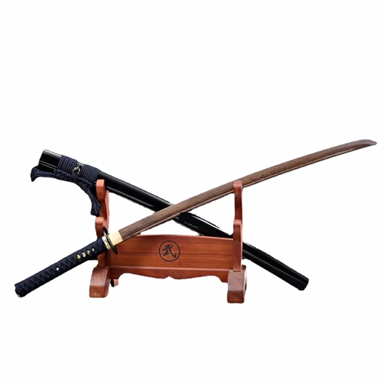 Katana Samurai Iaido Estilo Japonés 103cm Madera Maciza Palisandro Natural Funda Pintada Hecha a Mano Entrenamiento Kendo Cosplay Decoración Hogar