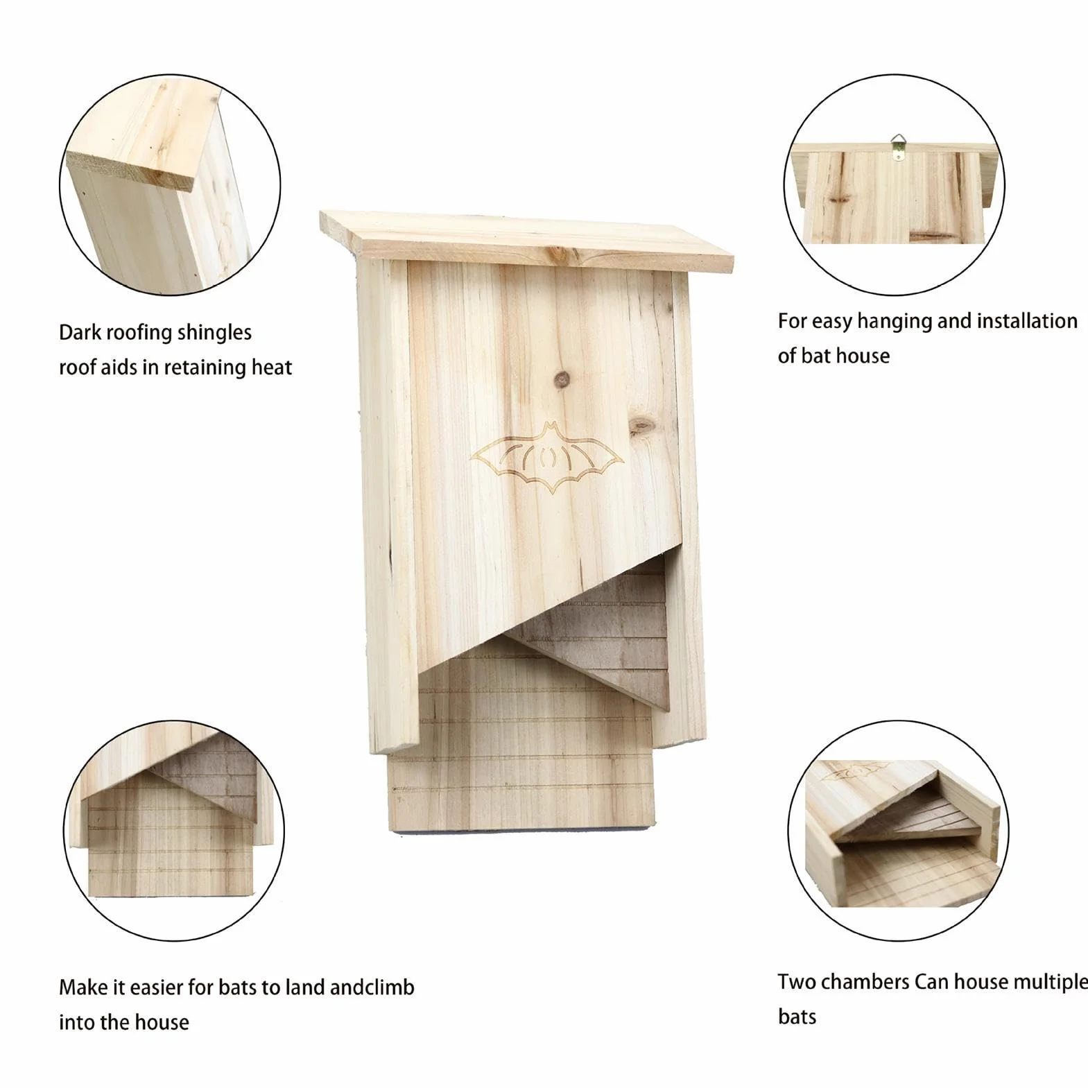 Casas para murciélagos al aire libre | murciélagos resistentes a la intemperie para exteriores | Casa murciélagos madera resistente a la intemperie para exteriores, Pacienjo