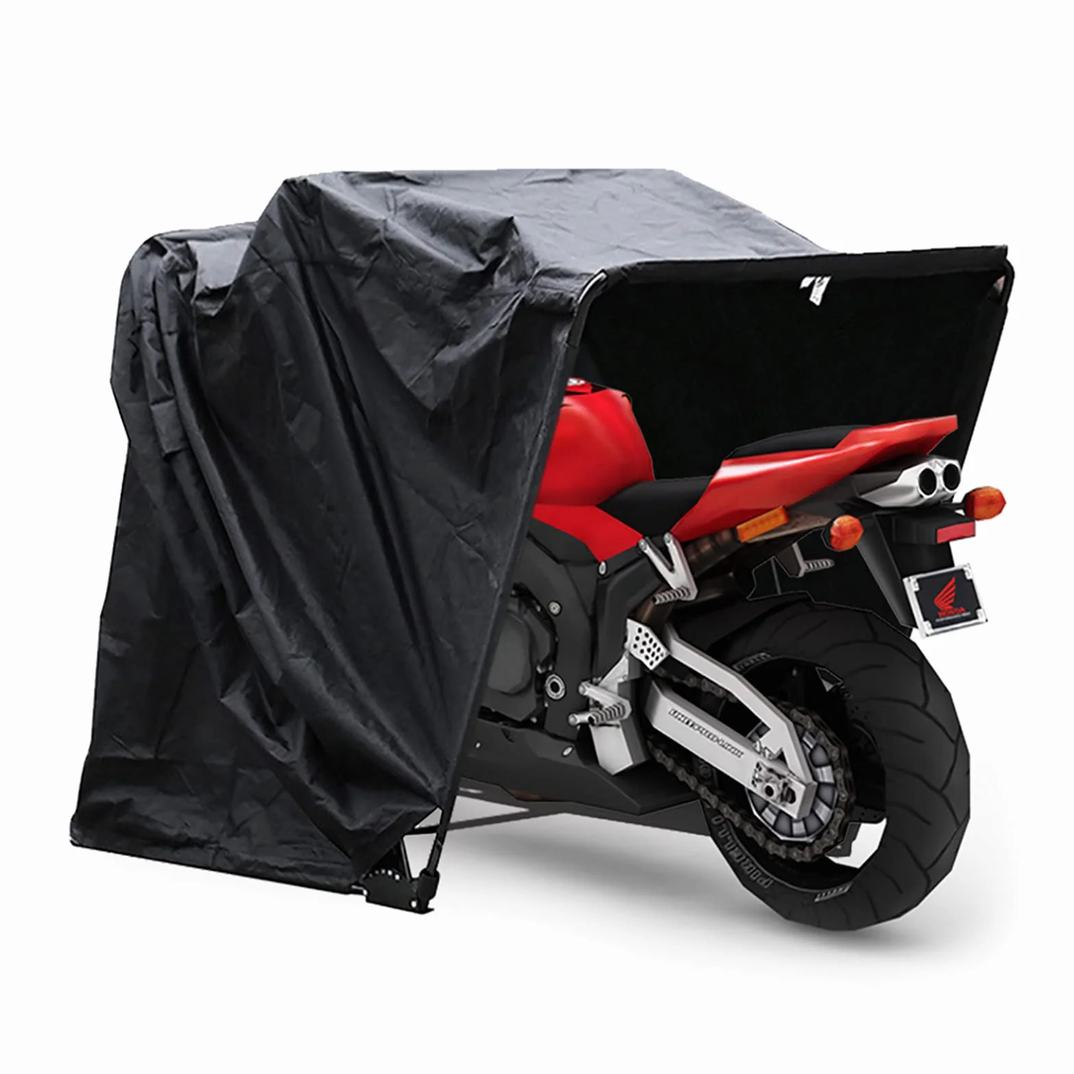 Garaje de moto resistente a los rayos UV e impermeable, 270 x 105 x 155 cm, tienda plegable para moto y scooter, garaje universal ventilado con marco de acero y bolsa de transporte