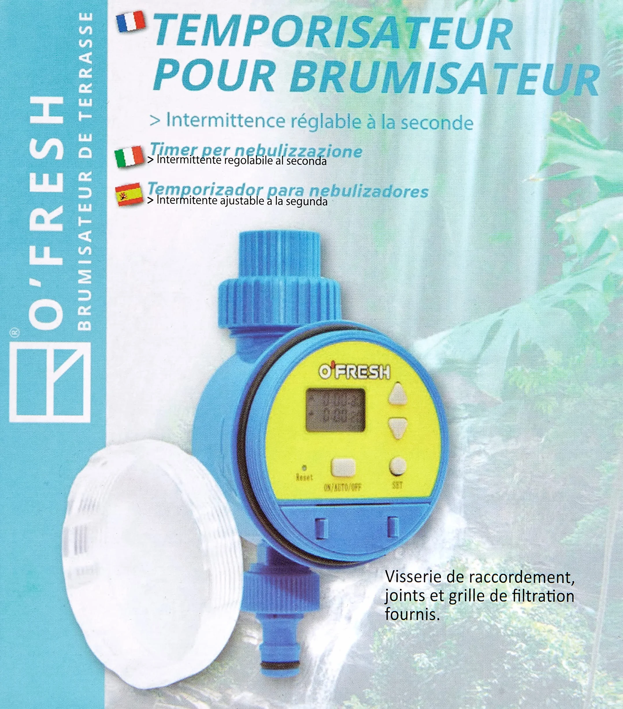 O'FRESH Programador Digital de nebulización para nebulizador de Baja presión - terraza Exterior- Diseñado para nebulización automatizada - Temporizador Especial para nebulización