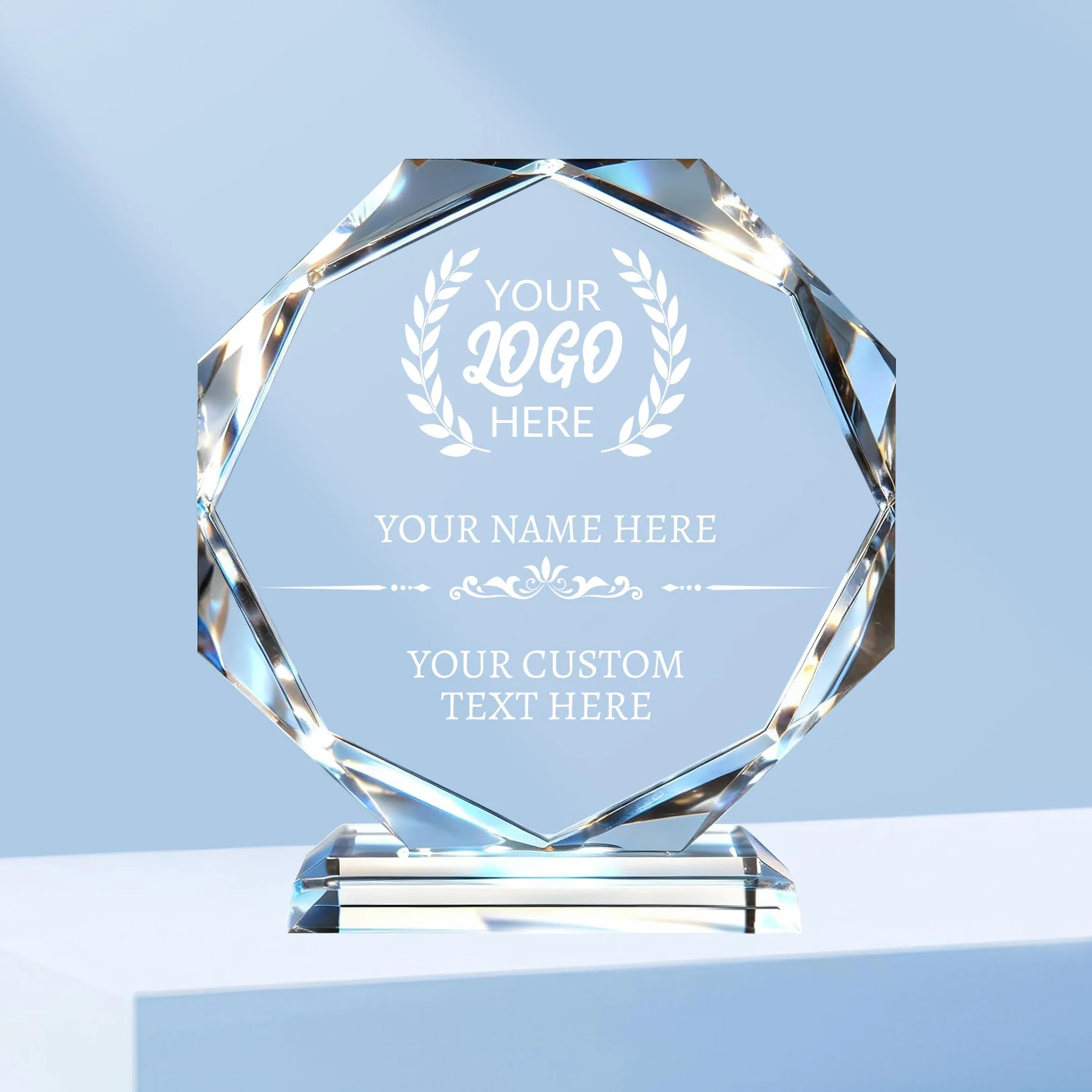 Placa Conmemorativa de Cristal Grabada con Logo y Texto – Regalo Personalizado para Empleados, Graduaciones, Jubilaciones