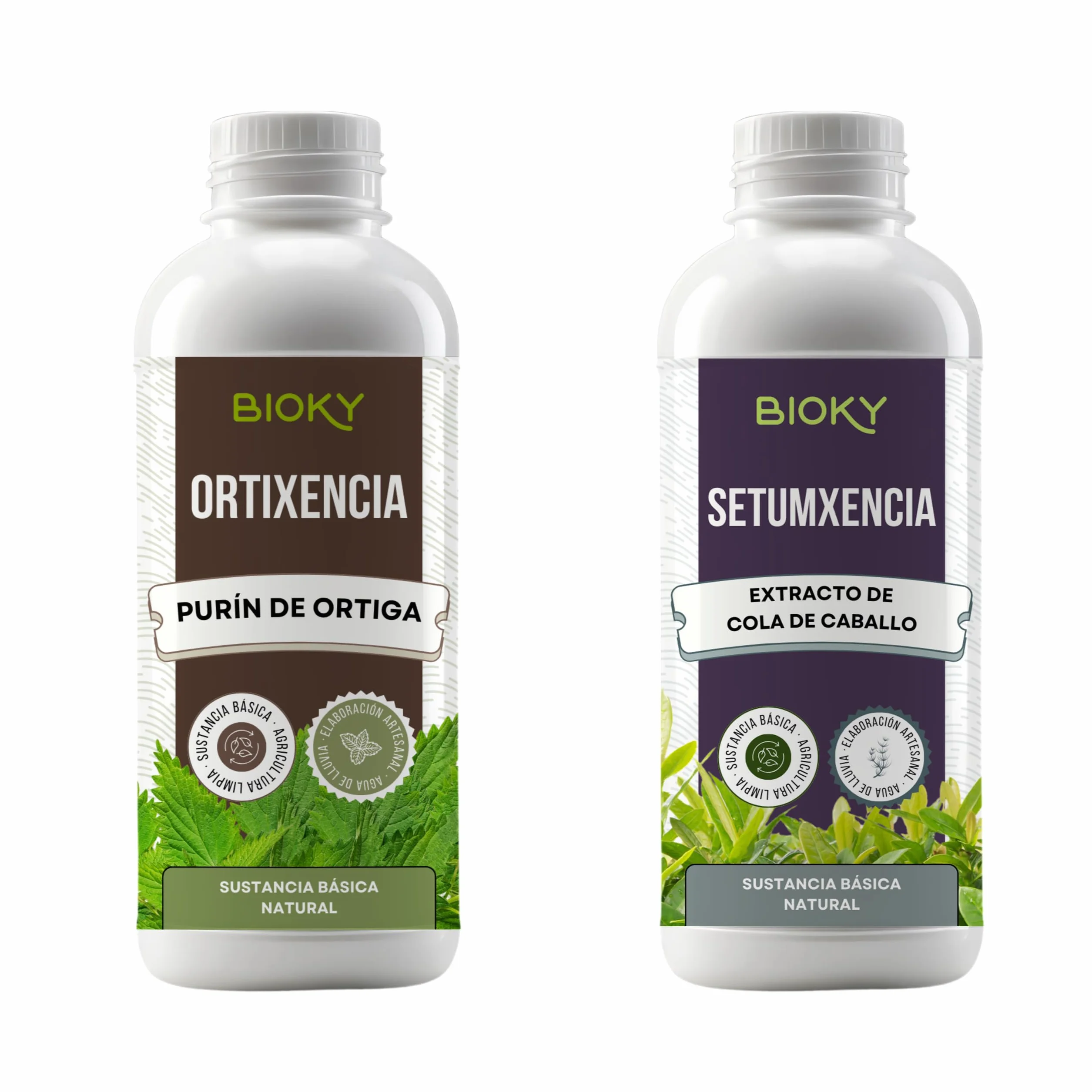 Purín de Ortiga 1L + Extracto de Cola de Caballo para Plantas 1L Aporta Hierro y Nutrientes Esenciales - Mejora Defensas Naturales de Plantas - Producido por Decocción y Fermentación