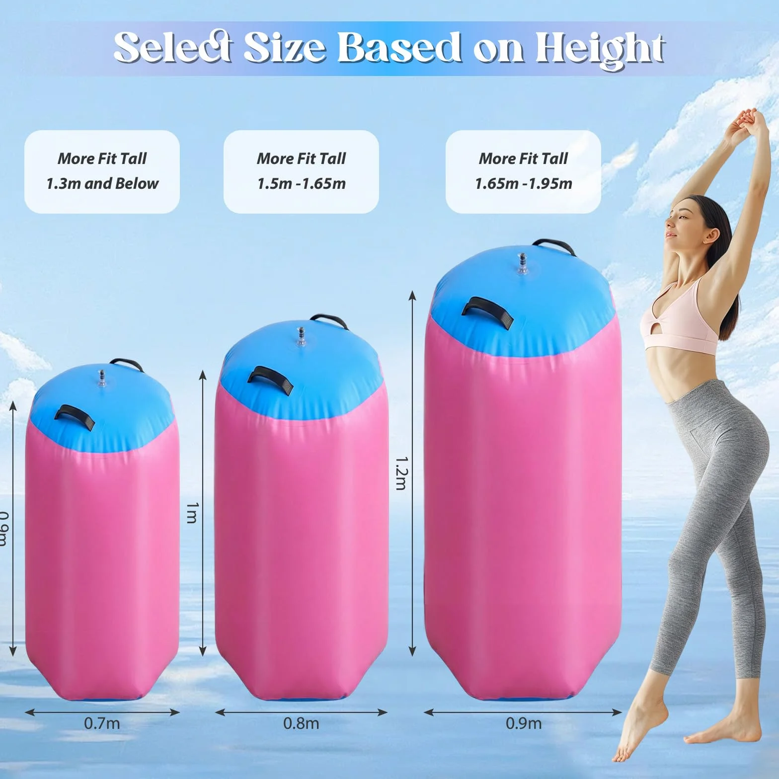 Rollo de aire inflable de PVC para yoga fitness con bomba