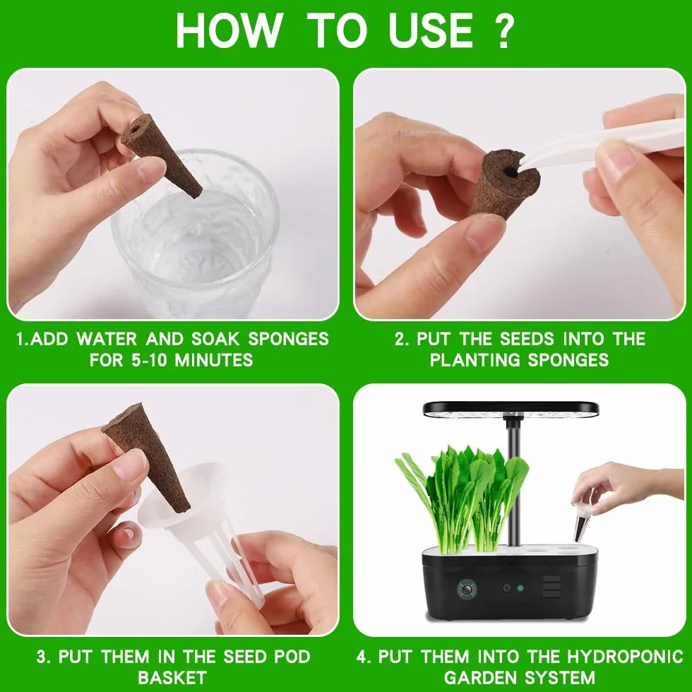 125 Piezas Kit Jardinería Hidropónica Interior, Esponjas para Cultivo Hidropónico, 50 Esponjas de Crecimiento, 12 Cestas de Semillas, 12 Tapas, 50 Etiquetas, para Sistema de Cultivo Hidropónico