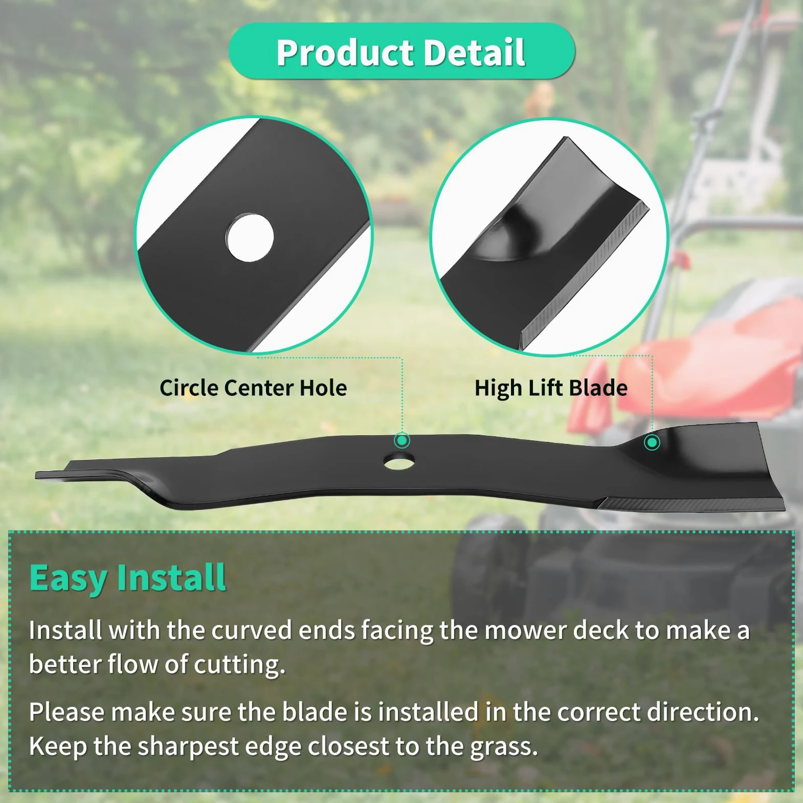 Cuchillas de alta elevación M128485 para cubierta de 60 pulgadas, cuchillas de cortacésped TCU15881 compatibles con cortacésped John Deere 737 757 797 997, sustituye a M131958 M144196