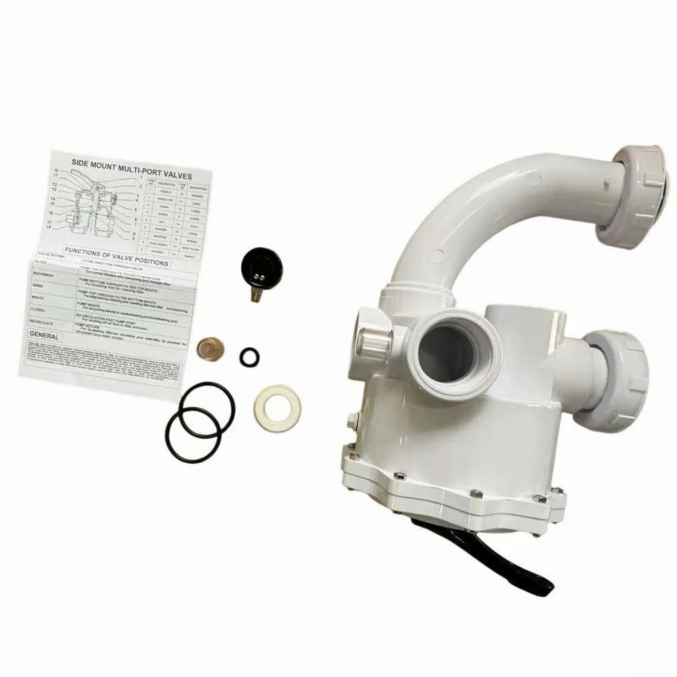 Kit de válvula multipuerto, juego de 7 piezas para sistemas de 2 pulgadas, reemplazo de filtro de arena y D.E. Fácil instalación, prevención de fugas, flujo eficiente para mantenimiento de piscinas