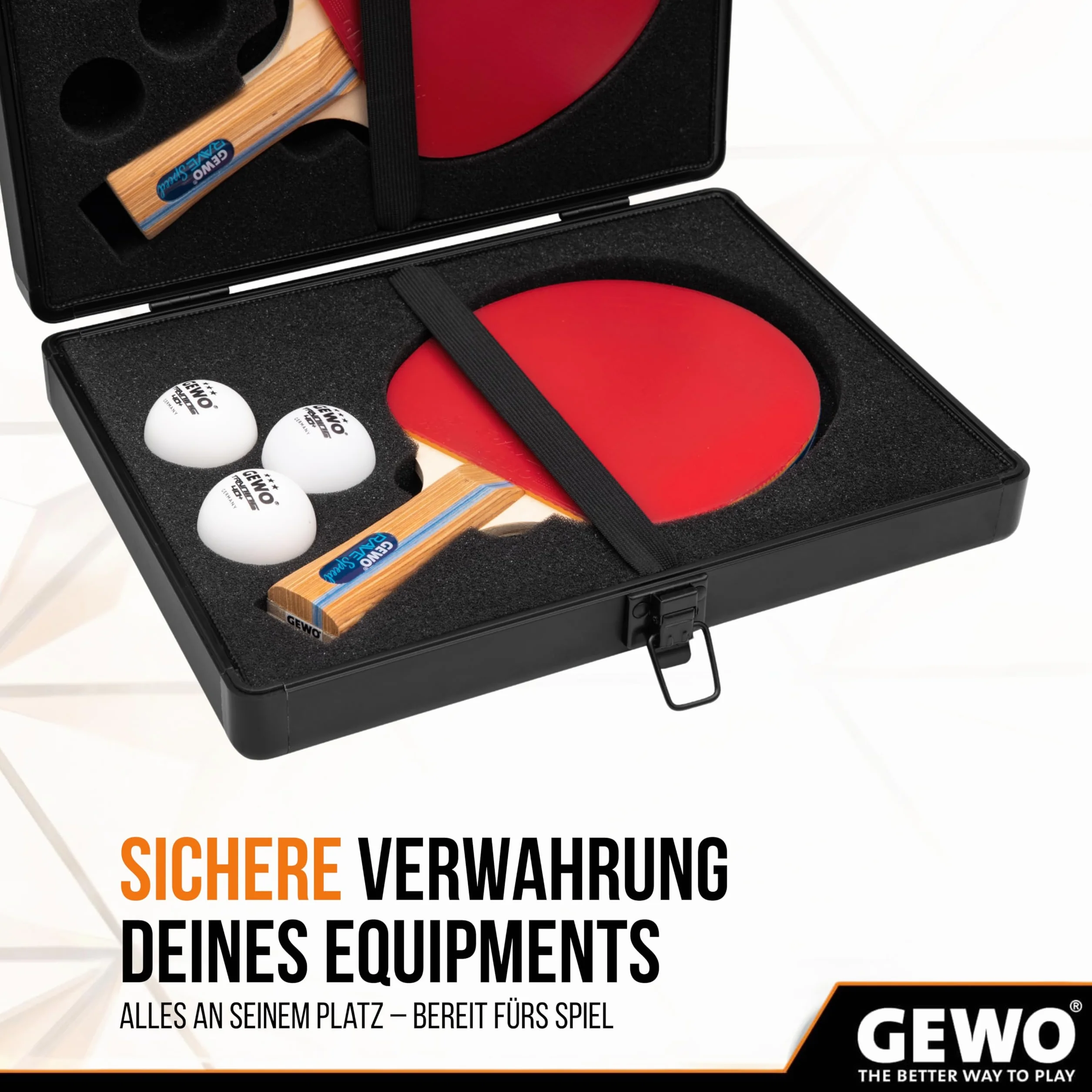 GEWO Maleta Doble de Aluminio para Raqueta de Ping Pong – Funda Resistente para 2 Raquetas y 3 Pelotas