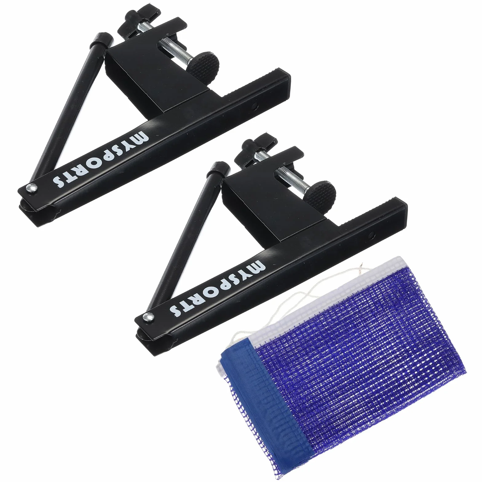 PATIKIL 6 Pies Plegable Mesa Tenis Red y Poste Juego Portátil Ping-Pong Malla Red Ajustable Poste hasta 2,75 Pulgadas Negro Azul