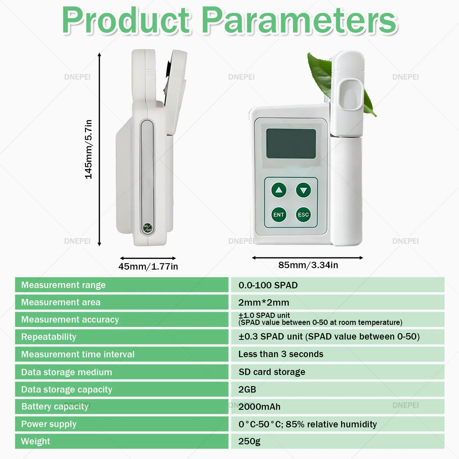 Medidor de clorofila portátil Recargable, analizador portátil de clorofila y nitrógeno, medición SPAD en Tiempo Real y Monitor de Temperatura foliar para Agricultores y jardineros. A
