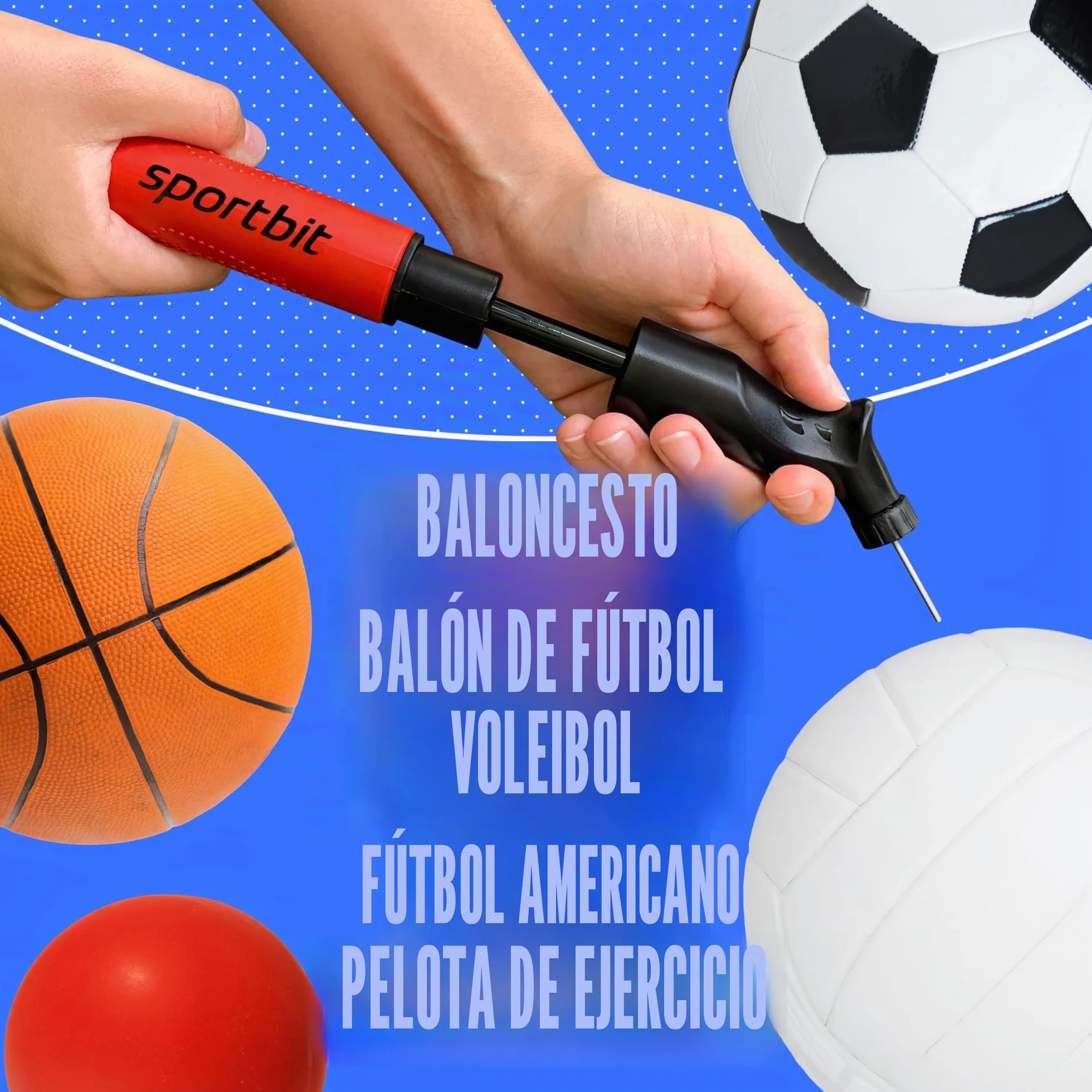 Bomba para Balones SPORTBIT con 5 Agujas – Inflado Push & Pull