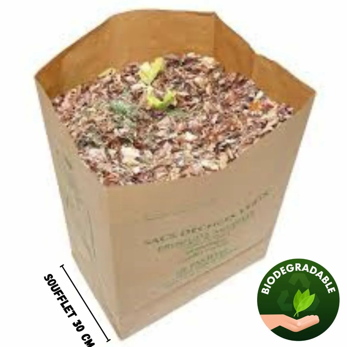 Juego de bolsas de residuos vegetales 100 L | Papel Kraft ultrarresistente | Par de guantes de jardín ofrecidos | Ideal para jardines familiares y mantenimiento de casas individuales (25)