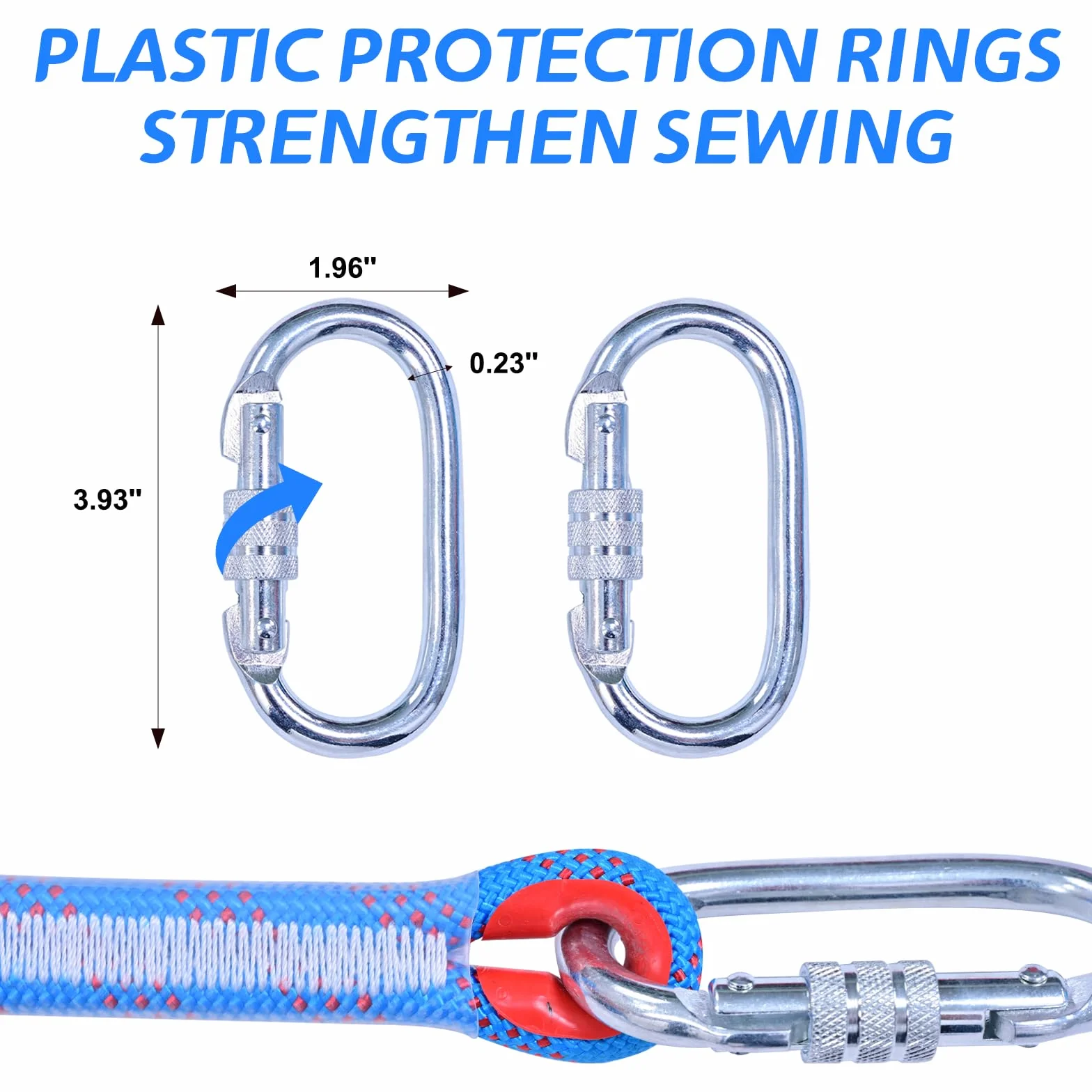 Cuerda Escalada 20M 10mm Nylon Cuerda Seguridad Rescate 2 Mosquetones Exterior