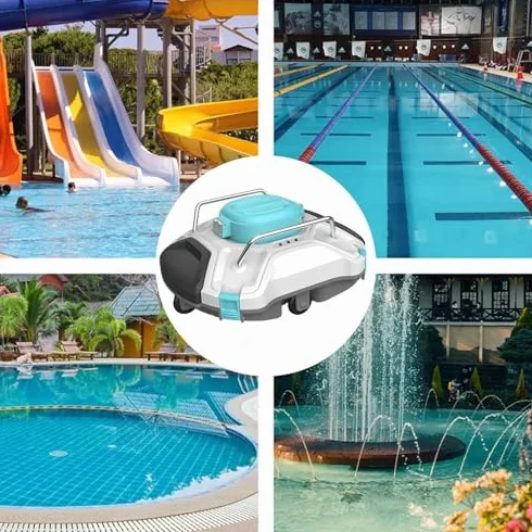 Limpiador robótico automático de piscinas, escalada de pared, contenedor de filtro masivo de carga superior, aspiradora robótica inalámbrica para piscinas en el suelo y sobre el suelo