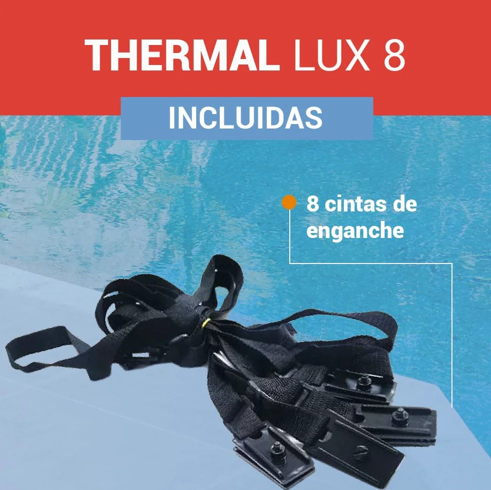 Piscihogar Enrollador Manta Piscina Thermal Lux 8.0 |hasta 1000 micras |Tubo Central Extensible de 1,0-6,2 a 8,0 m