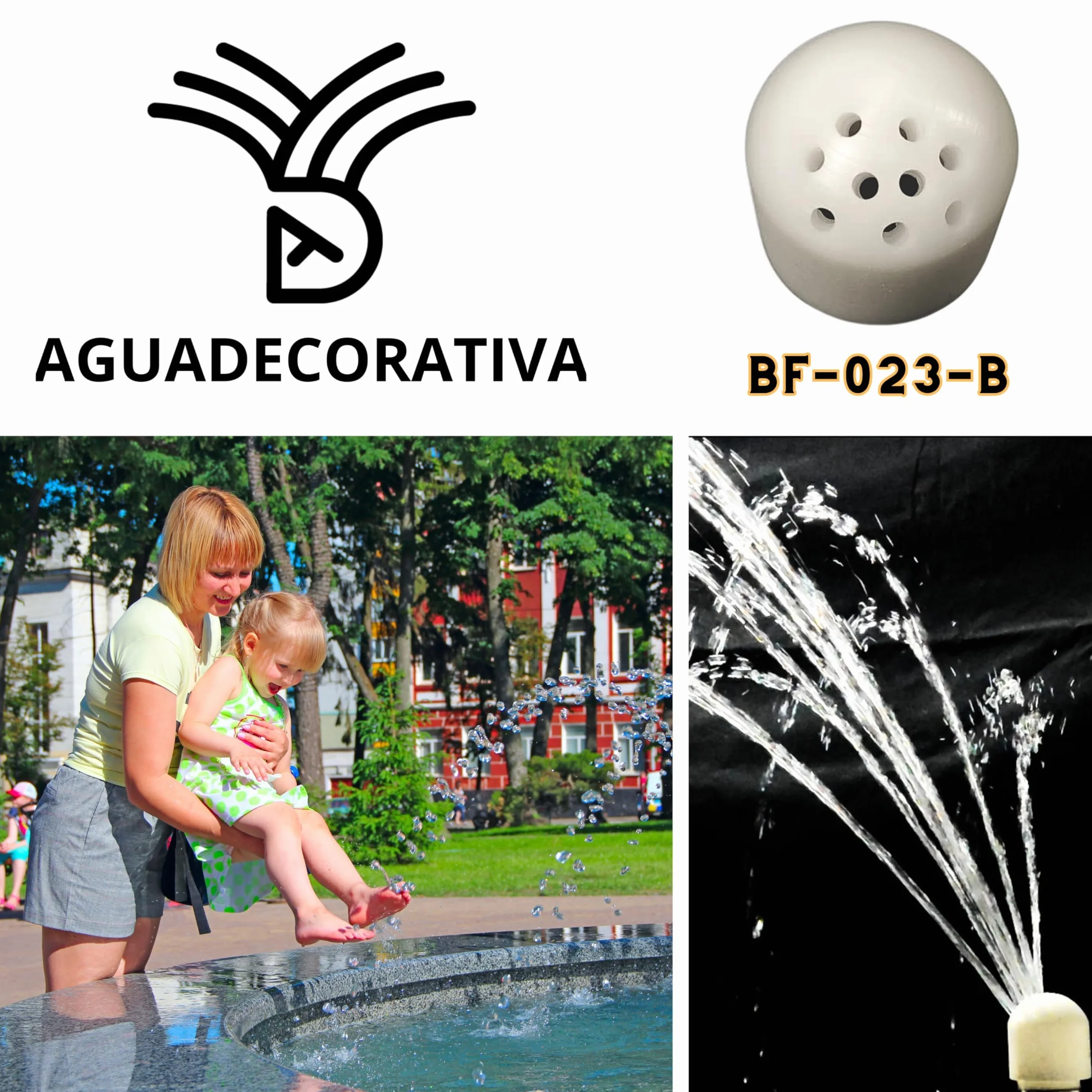 Boquilla para Fuentes de Jardín de Chorros Cristalinos Laterales Arco Iris 3/4" Bspt Hembra Toberas Caños Tobera Ornamental (BF-023-B)