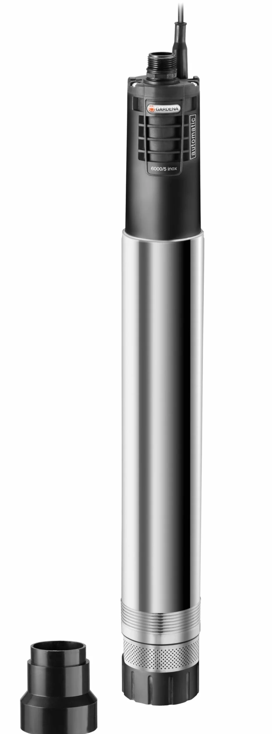 Bomba sumergible 6000/5 inox automatic Premium de GARDENA para pozos perforados: bomba sumergible para pozos, caudal 6000 l/h, acero inoxidable, automática, seguro de marcha en seco (1499-20)
