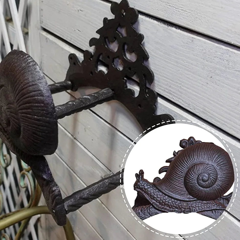 Soporte retro de hierro fundido para manguera de jardín, marco de manguera de jardín, estante de almacenamiento de pared, soporte de manguera de metal para almacenamiento de mangueras de