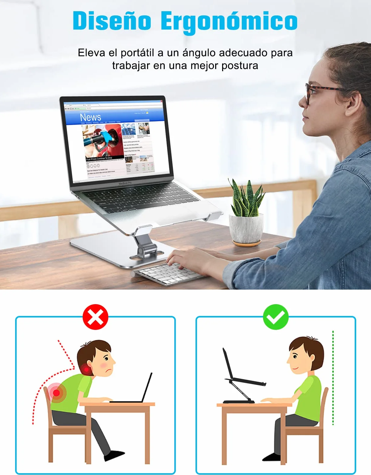 Babacom Soporte Portátil Plegable para Laptop con Altura Ajustable, Aleación de Aluminio Ventilado Compatible con MacBook PC 10-16"