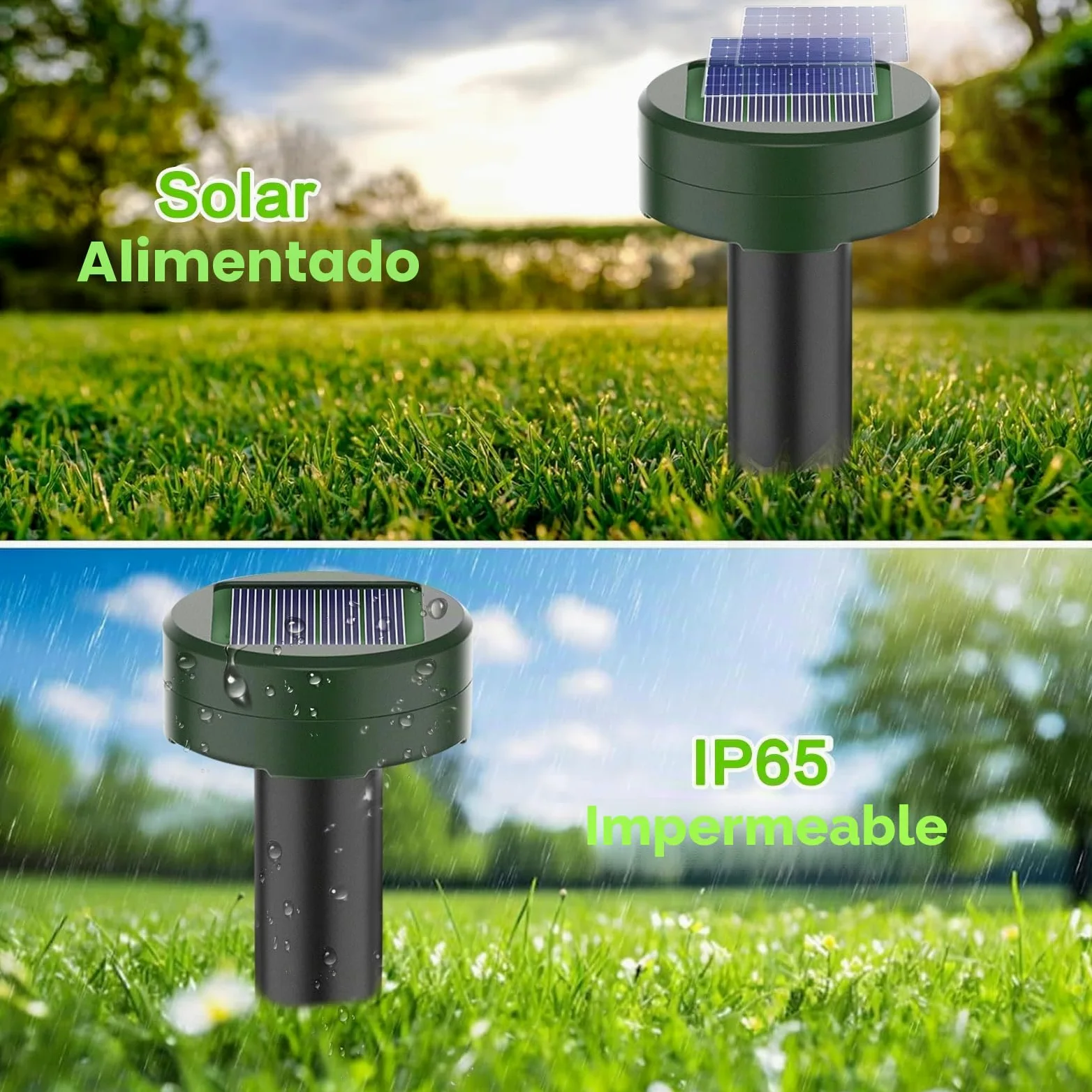 Ahuyentador de Ratas 8 Piezas, Repelente Ratas Ultrasonido Exterior, Ahuyentador de Topos y Ratones Solar, IP65 Impermeable, Anti Topos,Serpientes, Ratones