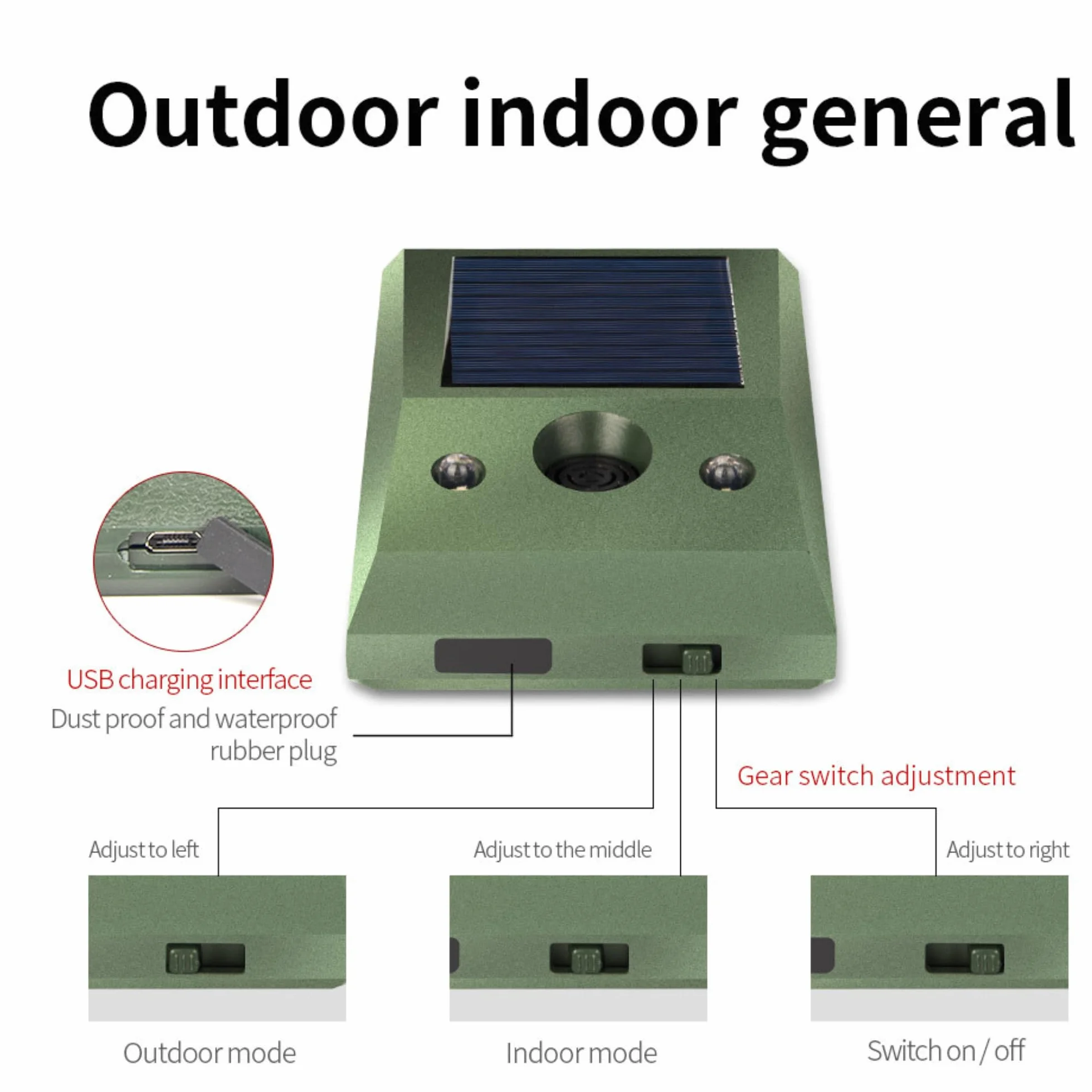 Ahuyentador de Palomas,Aves,Gatos con ultrasonidos, se Recarga con su Placa Solar para Exteriores Emite ultrasonidos de Forma Continua