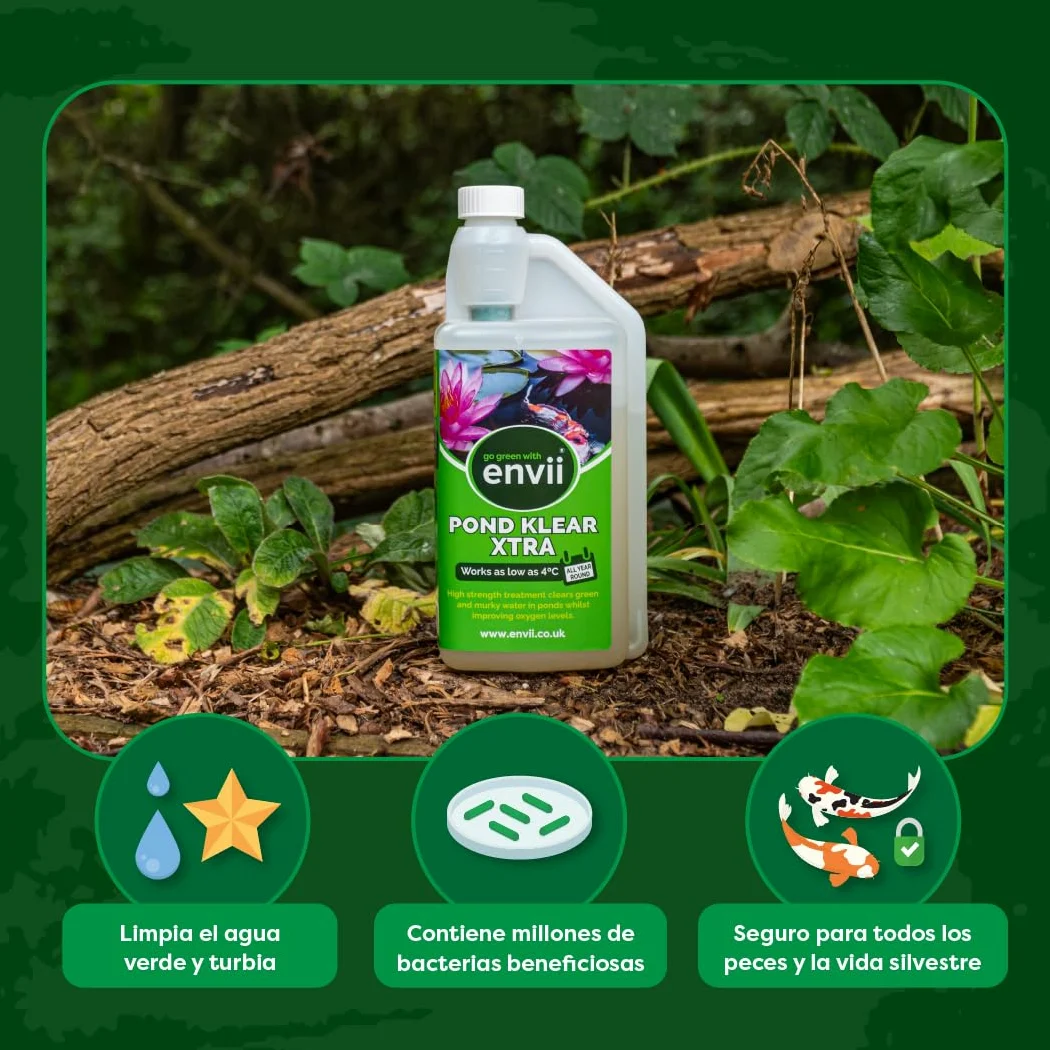 Envii Pond Klear Xtra Tratamiento Agua Verde Bacterias Limpiador Estanques 60000L 4°C
