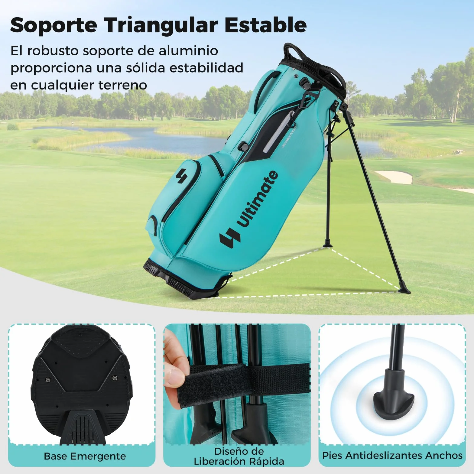 COSTWAY Bolsa Golf con Soporte, 8 Divisores, 5 Bolsillos, Correa Ajustable, Capucha Lluvia