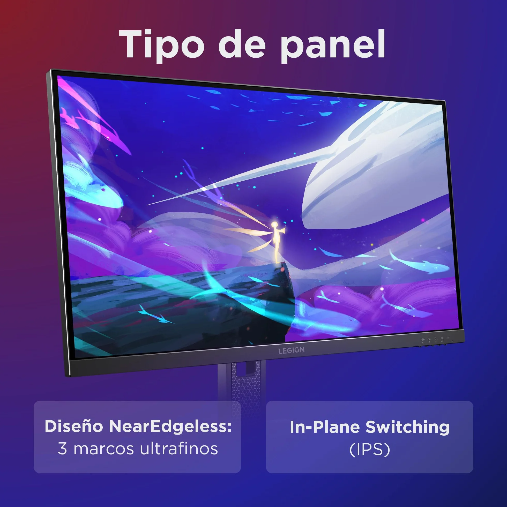 Lenovo Legion 27Q-10 27" Monitor Gaming QHD IPS 240 Hz 0.5 ms HDMI 2.1 DP 1.4 G-Sync FreeSync Premium Negro