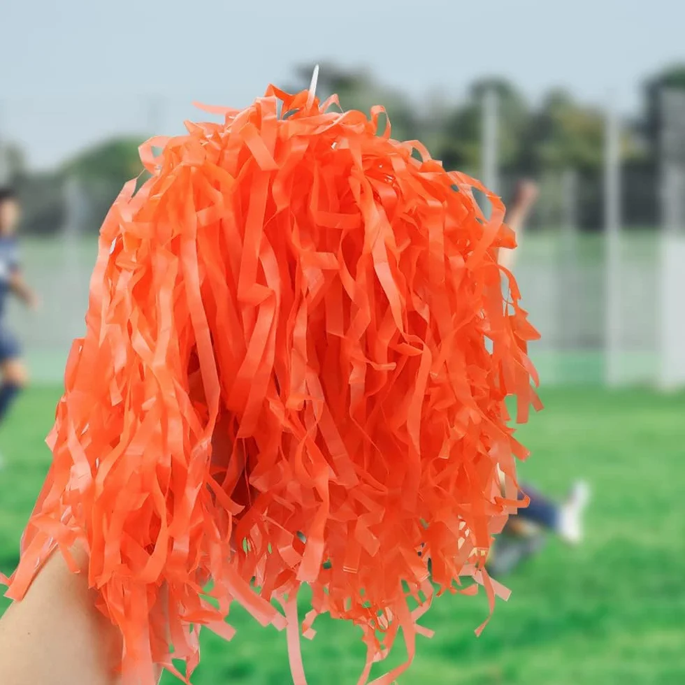 Pompones de plástico para animadoras, Paquete de 12, Naranja