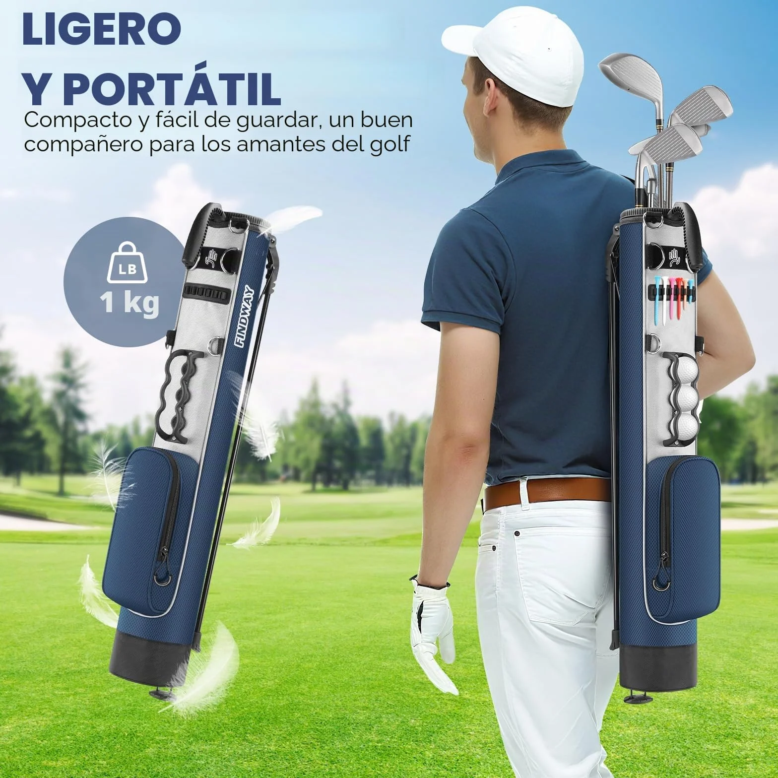Findway Bolsa de Golf Ligera con Soporte y Correa, 31.5 Pulgadas