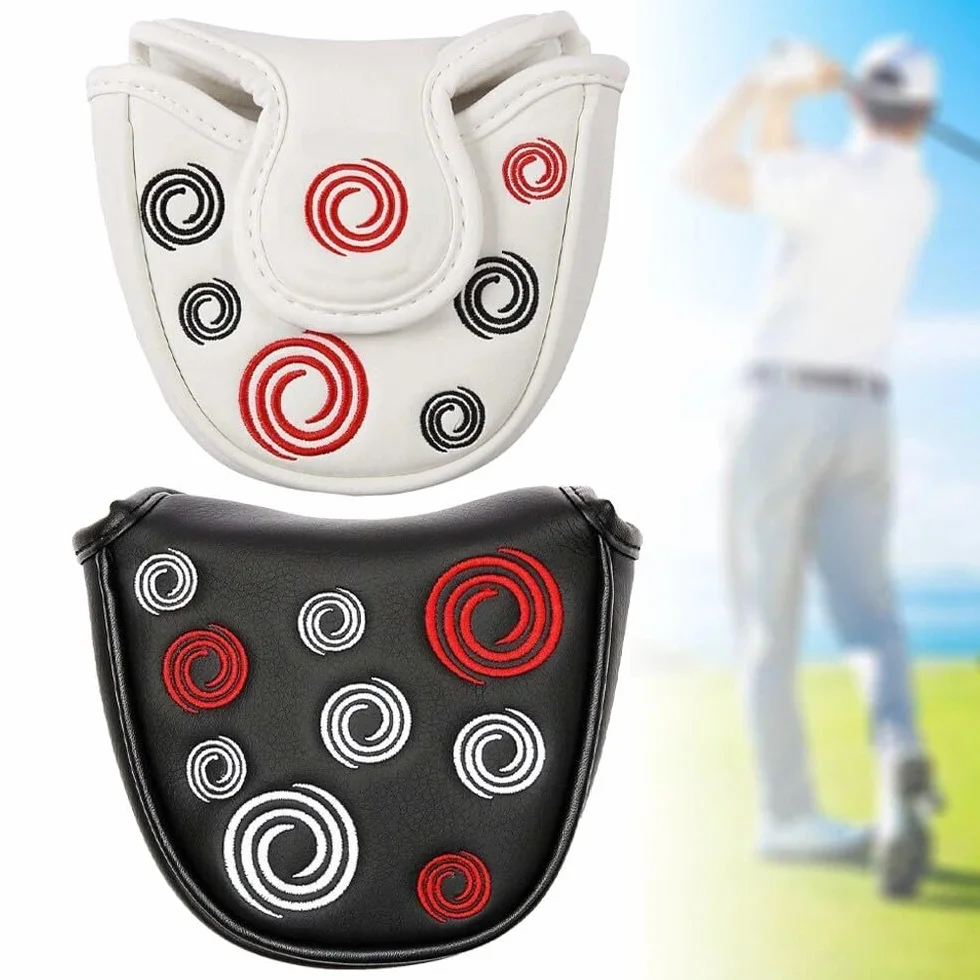 Funda para Cabeza de Putter de Golf Bordado Circular Cierre Magnético Piel Sintética ODY-Ssey