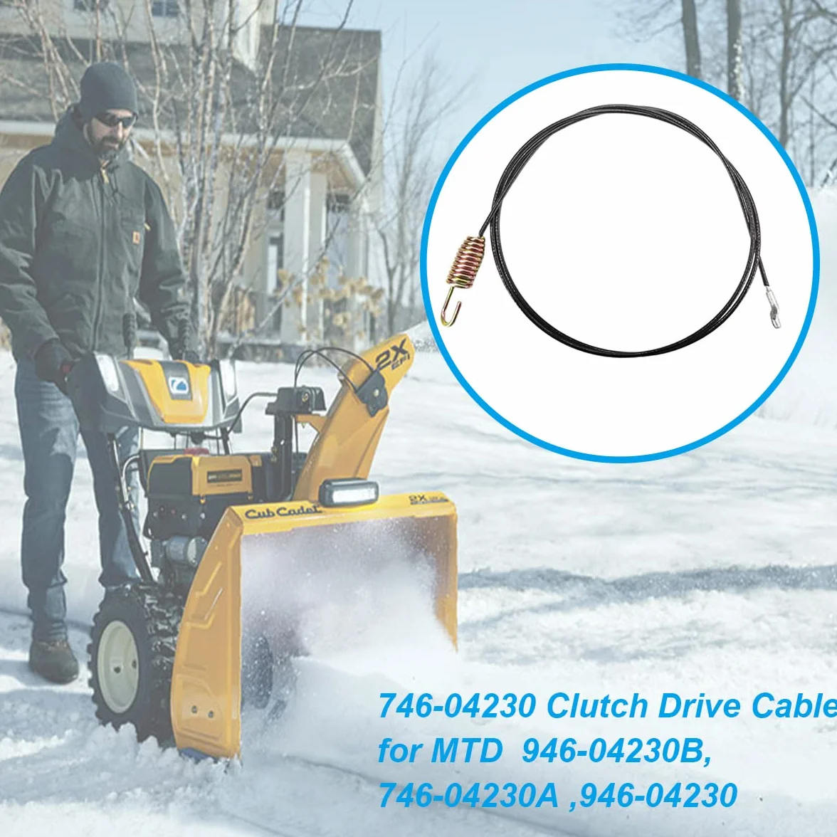 ZAMDOE 746-04230 Cable de transmisión de Embrague para MTD para Cub Cadet para Yard Man Snowblower Snow Thrower 746-04230 746-04230A 946-04230 946-04230A Cable de barrena
