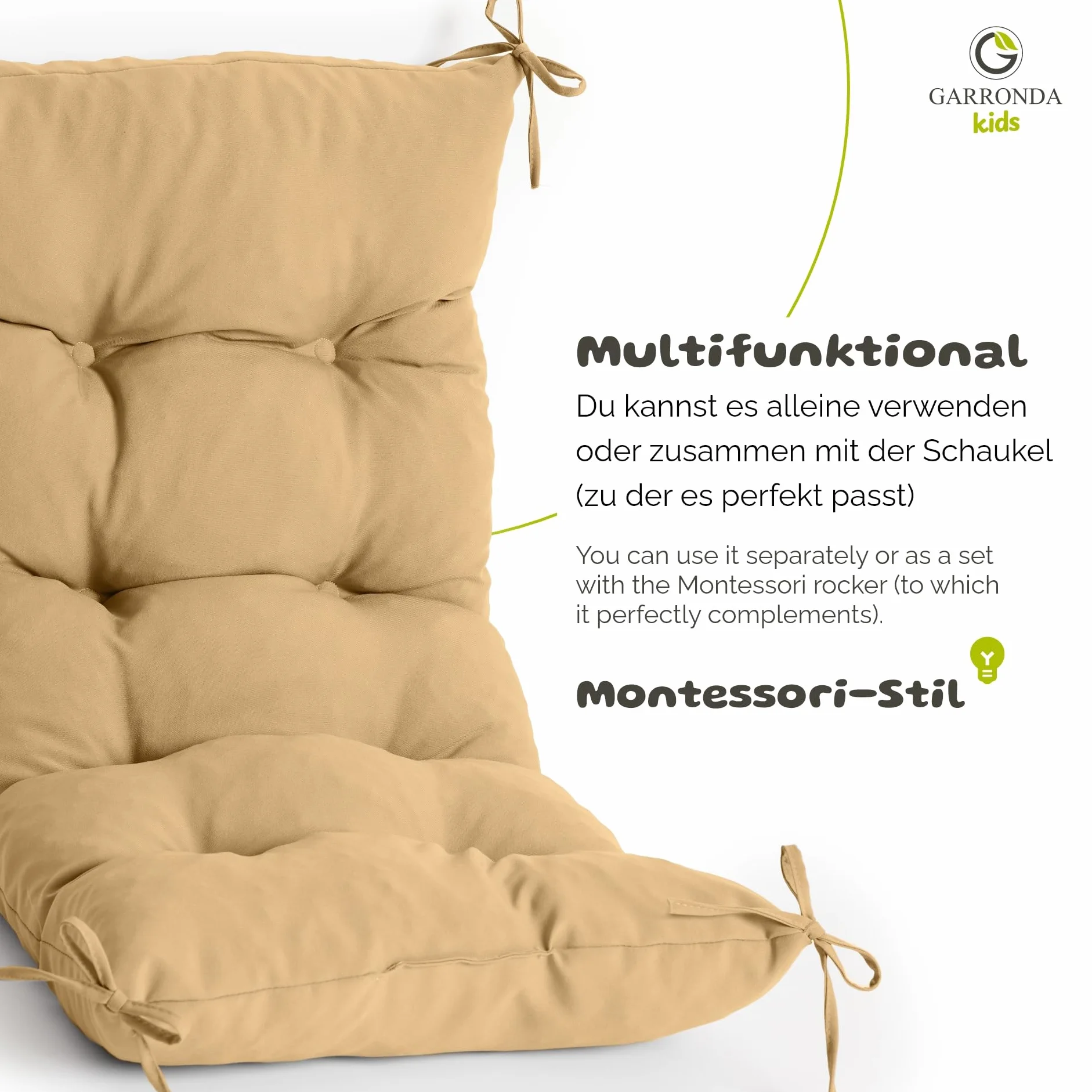 Garronda Cojín para balancín Juguete para bebés GD-0063 (Beige Cojín)