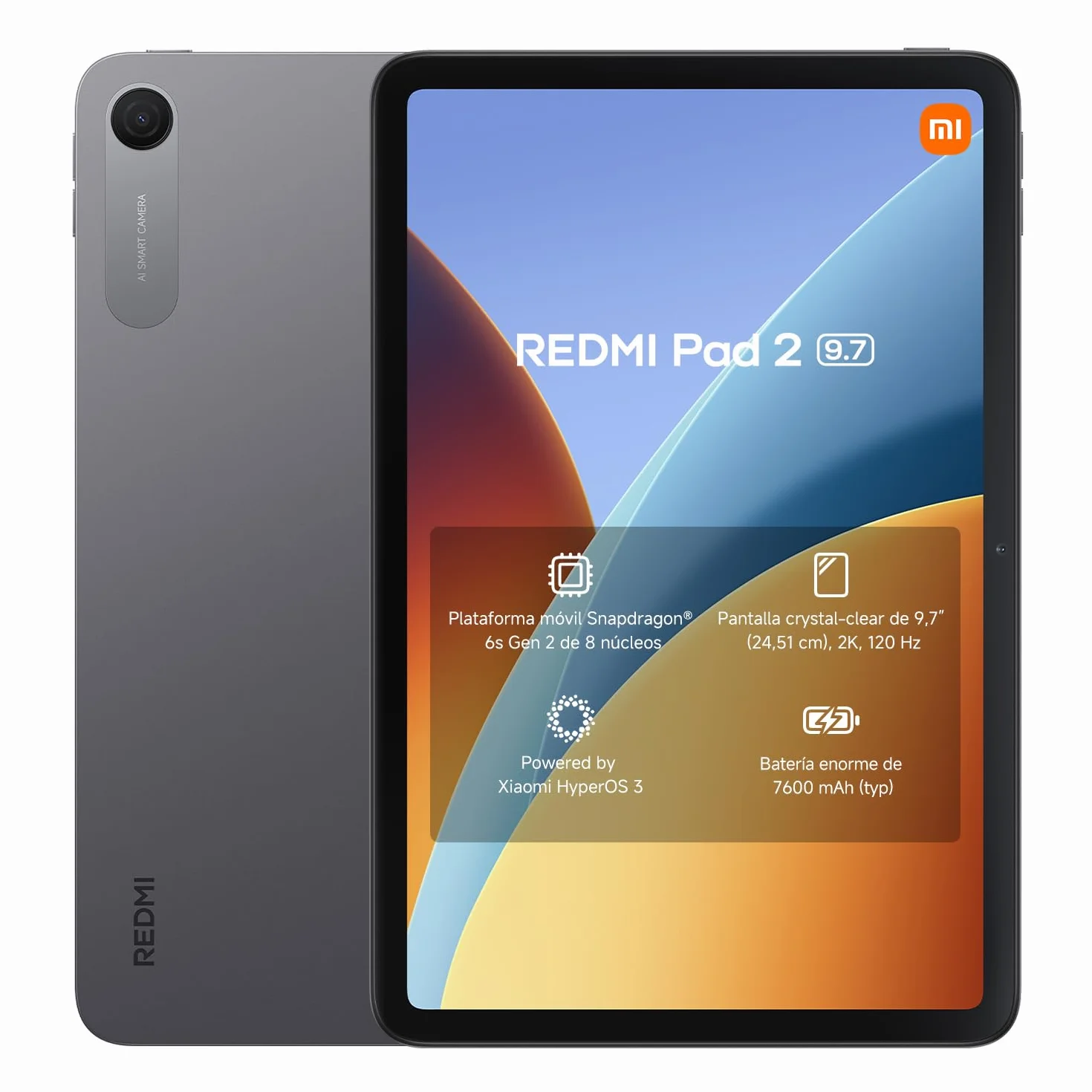 XIAOMI REDMI Pad 2 Tablet 9,7" 4+64 GB Pantalla 2K 120 Hz Snapdragon 6s Gen 2 Batería 7600 mAh Gris Grafito